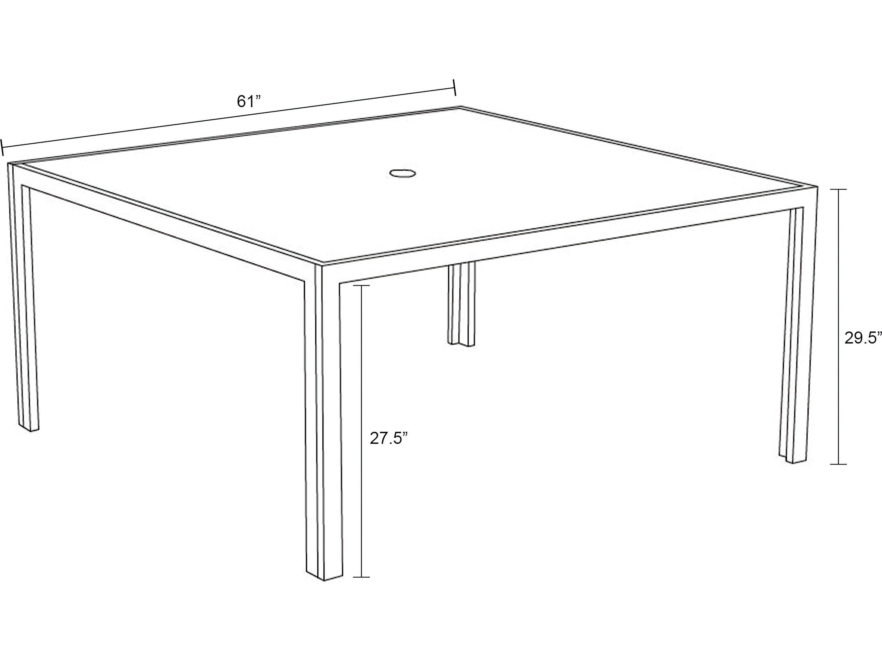 Harmonia Living Staple Aluminum Square Glass Top Dining table with Umbrella Hole