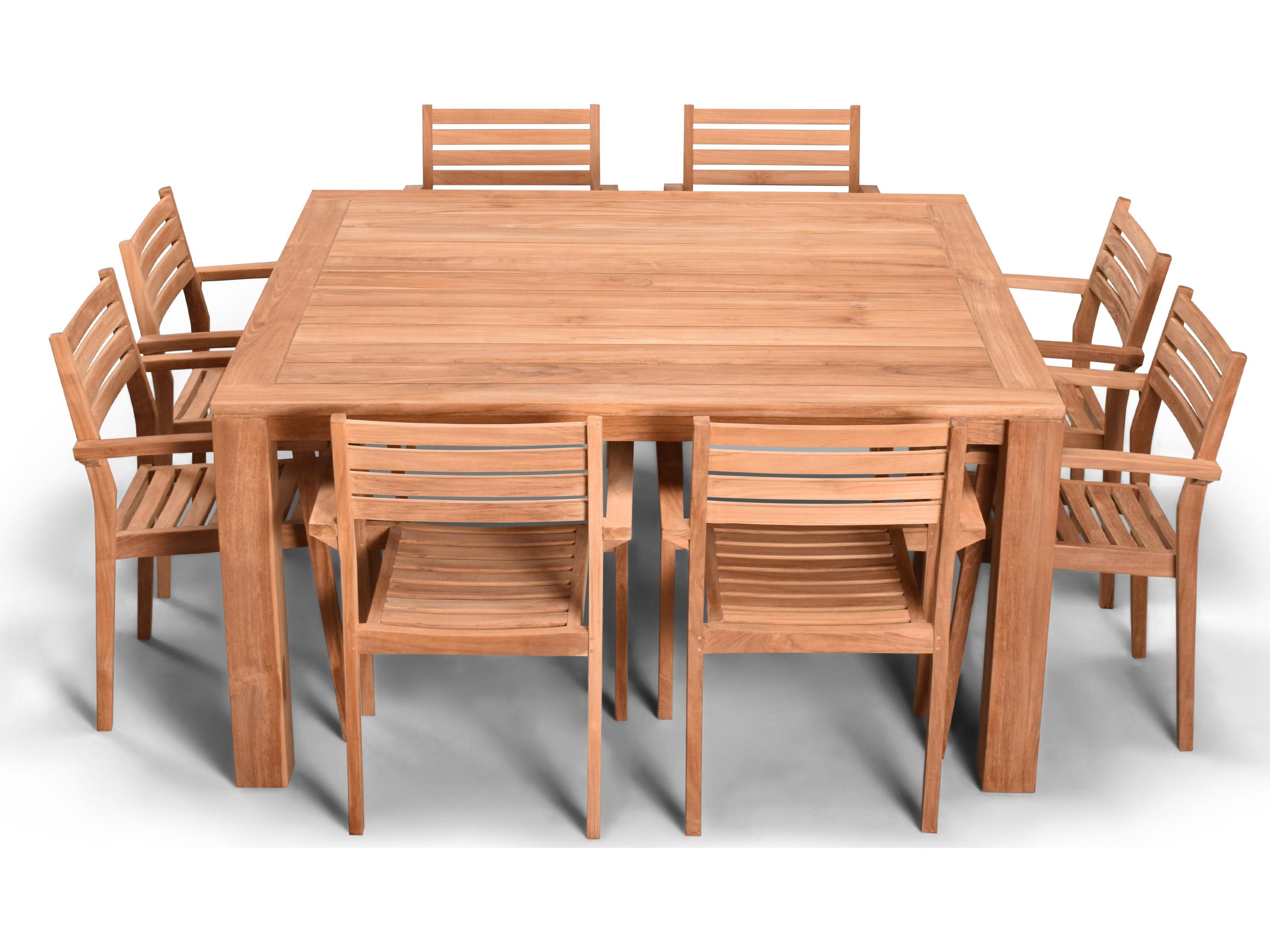 Harmonia Living Sylvan Teak 9 Piece Outdoor Patio Dining Set