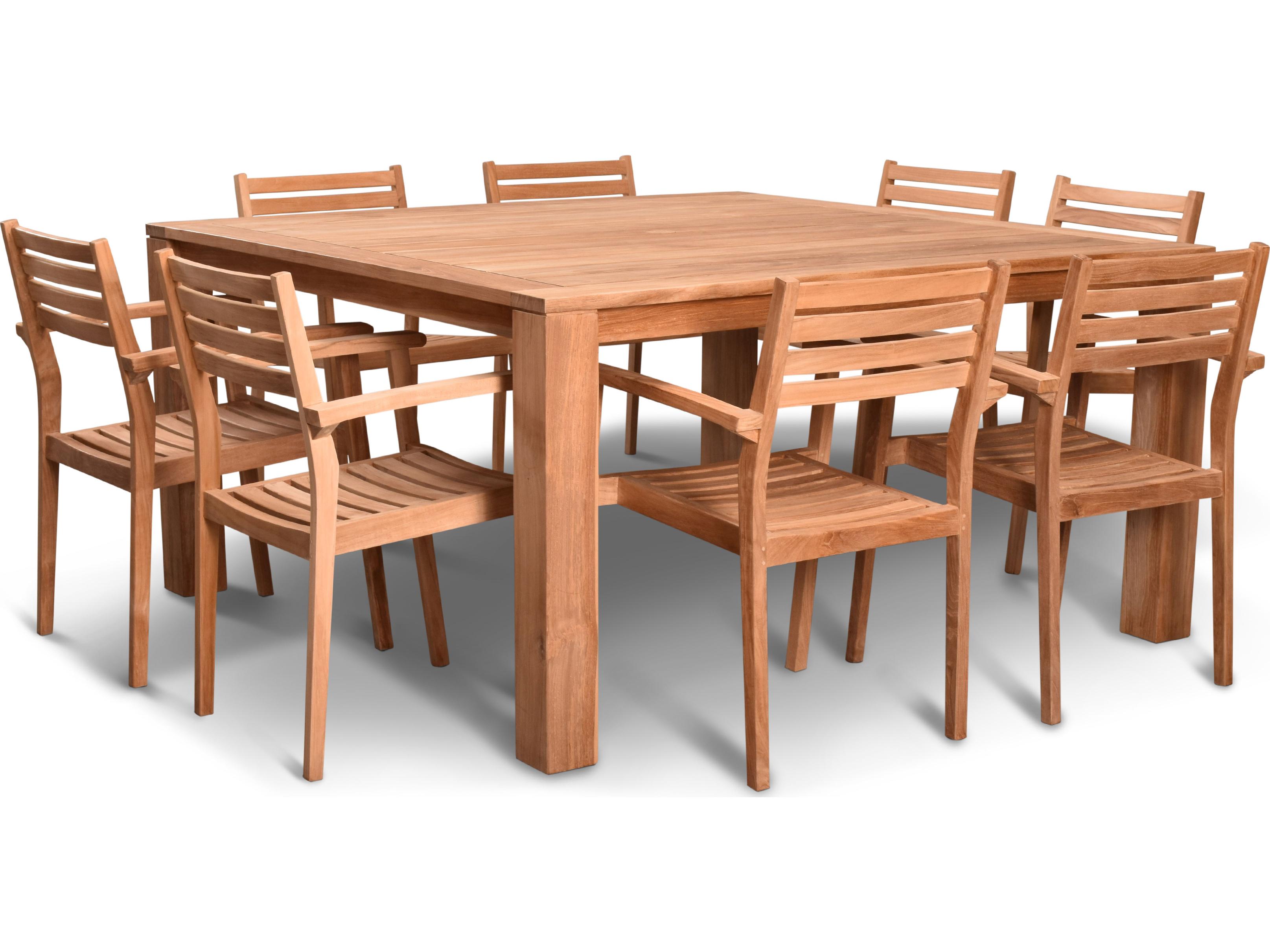Harmonia Living Sylvan Teak 9 Piece Outdoor Patio Dining Set