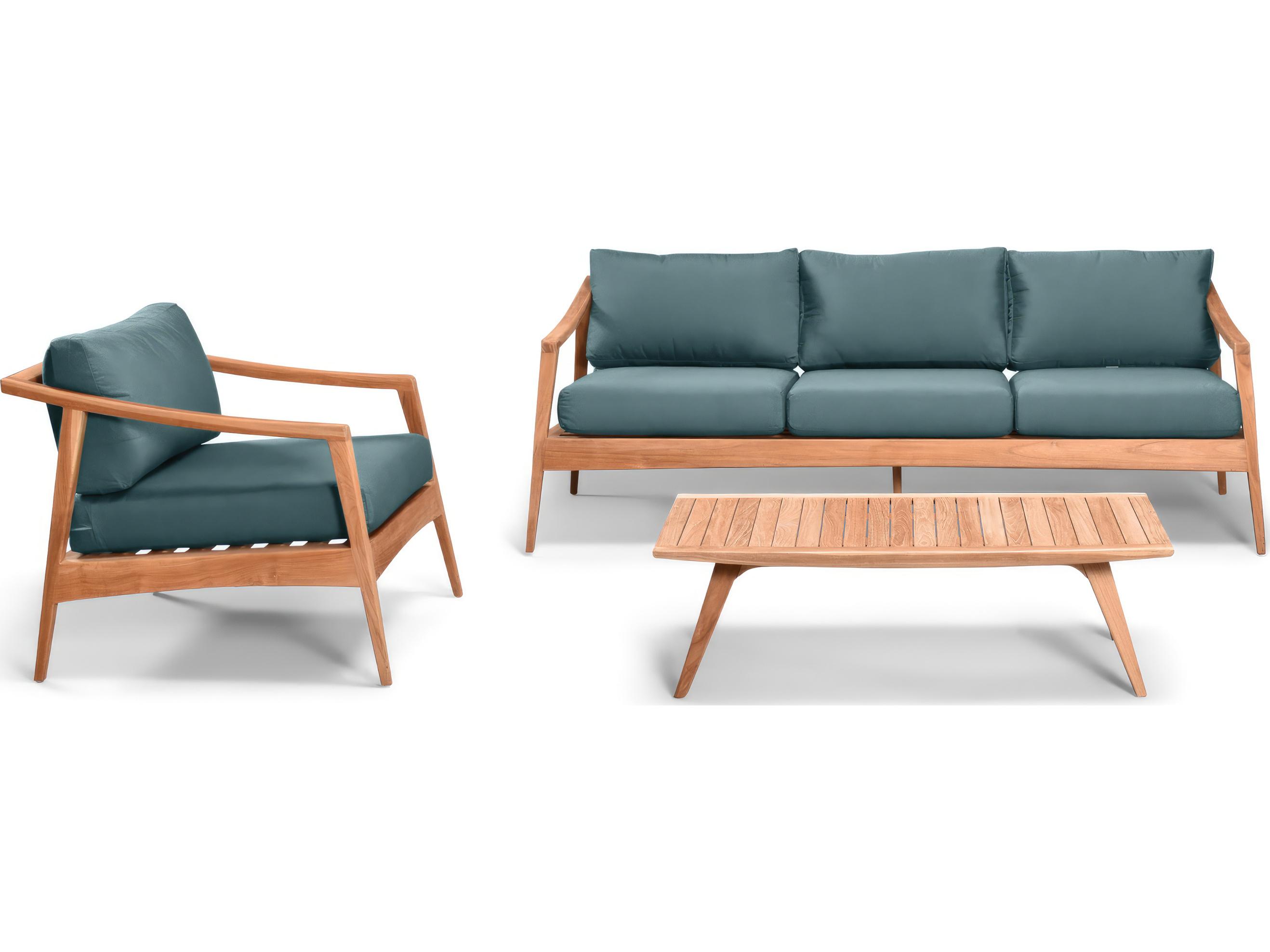 Harmonia Living Tango Teak 3 Piece Sofa Patio Lounge Set