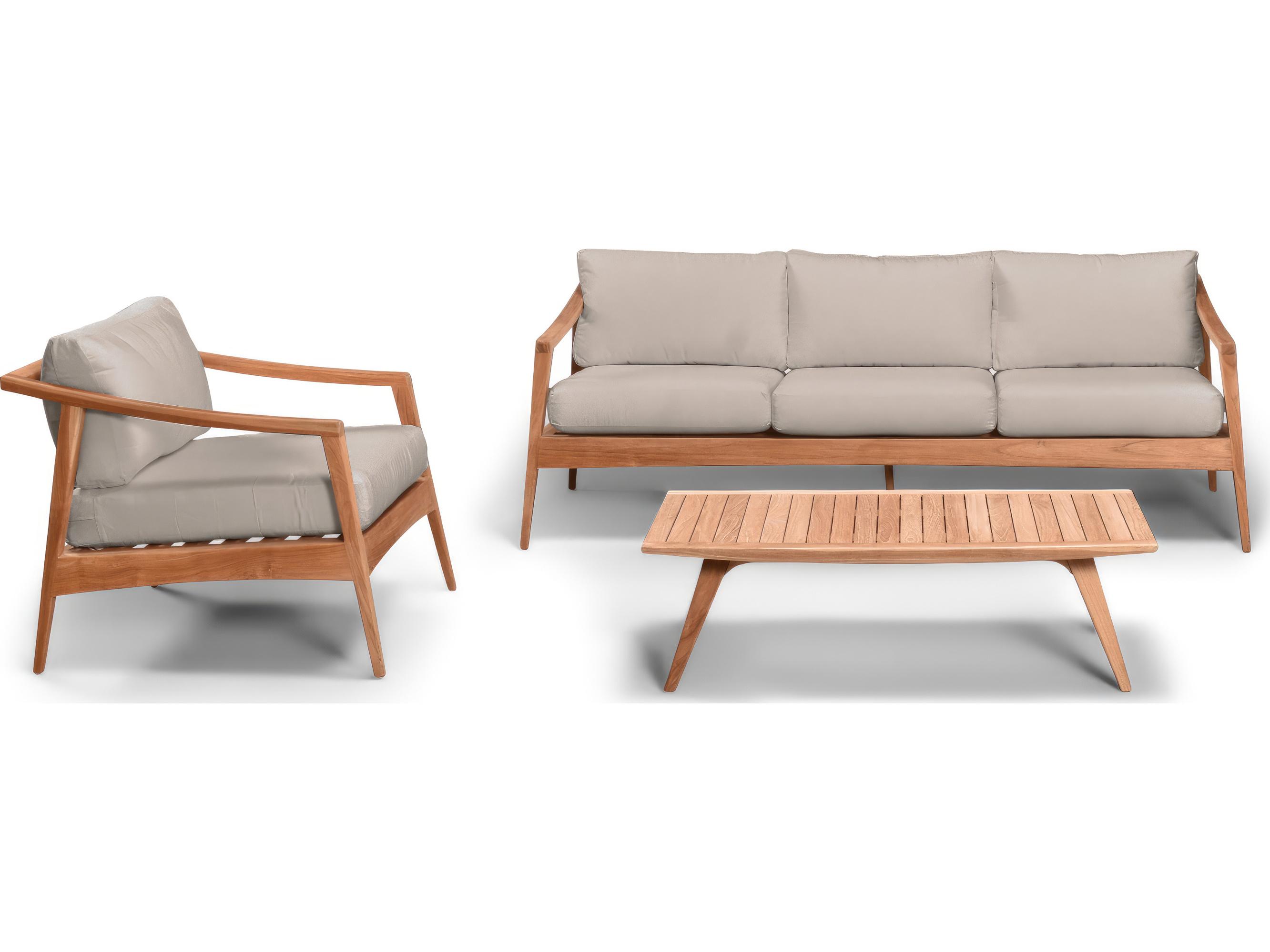 Harmonia Living Tango Teak 3 Piece Sofa Patio Lounge Set