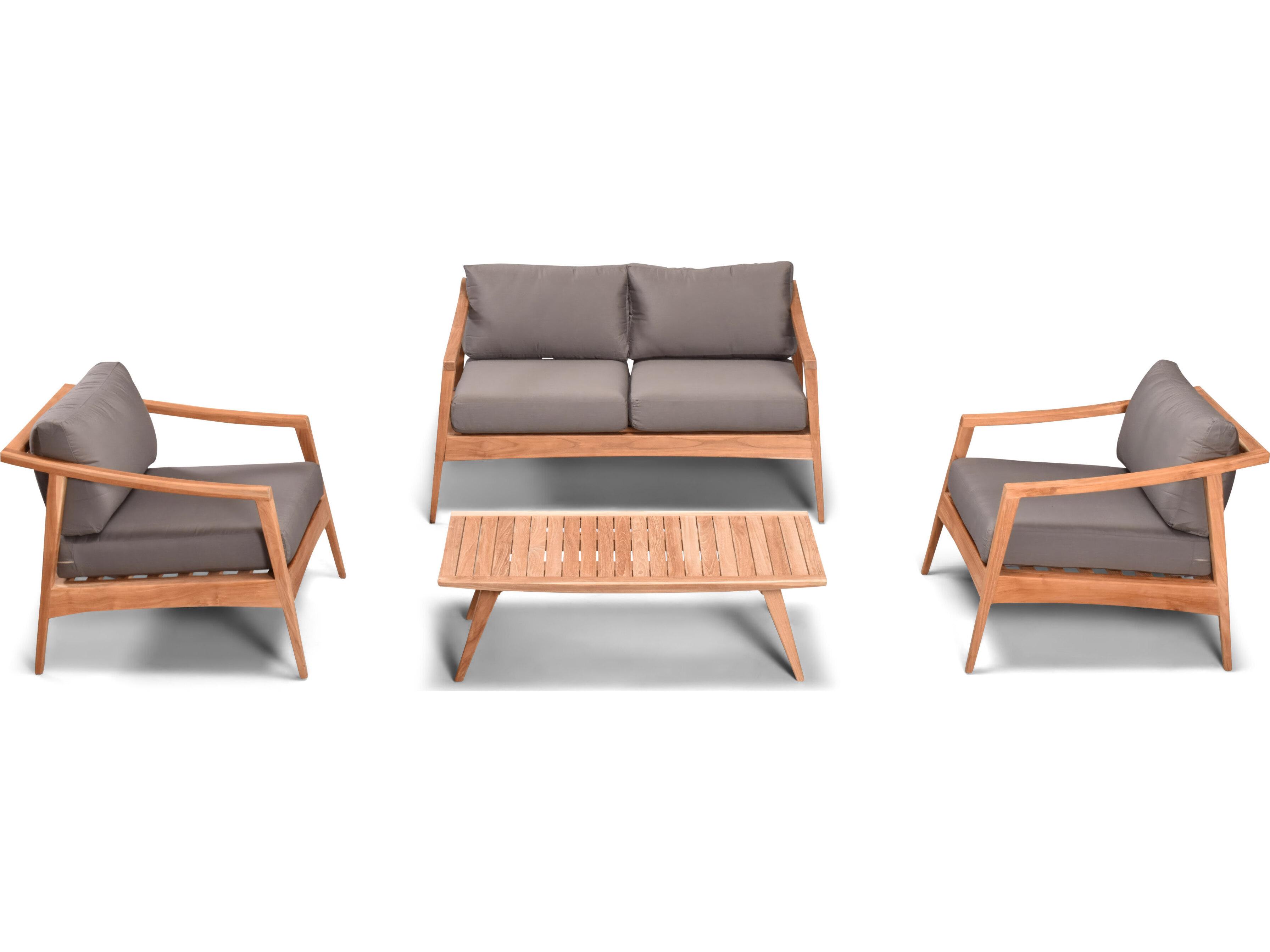 Harmonia Living Tango Teak 3 Piece Loveseat Outdoor Lounge Set