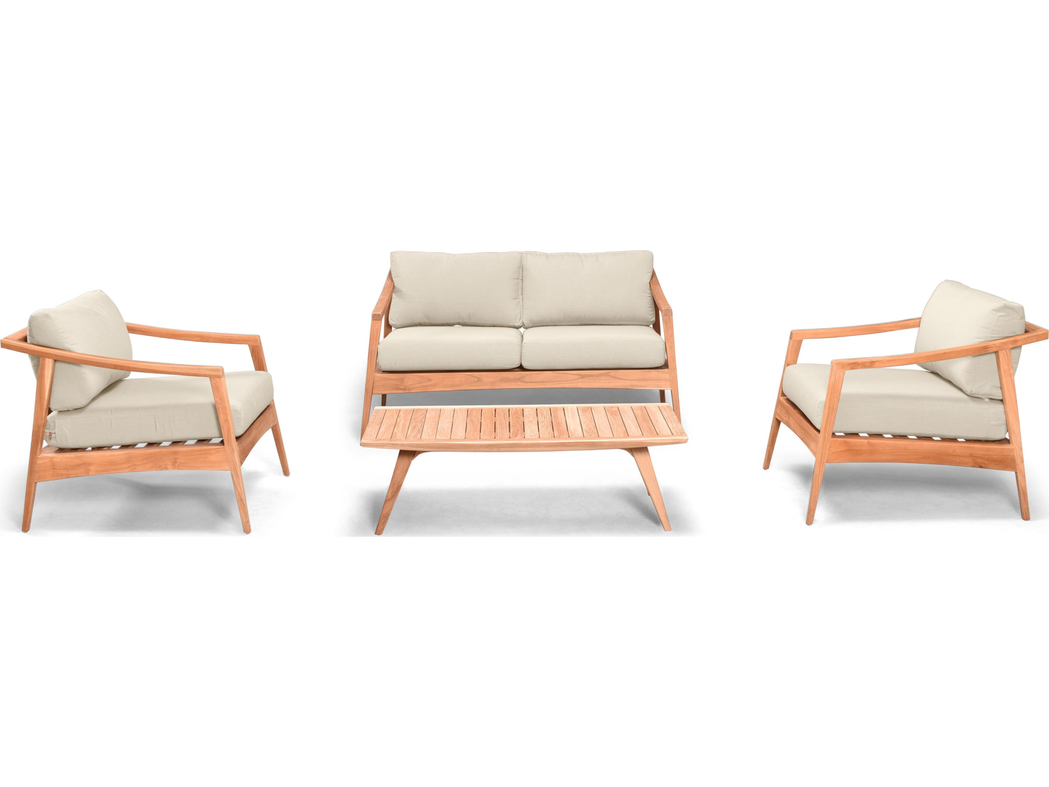 Harmonia Living Tango Teak 3 Piece Loveseat Outdoor Lounge Set