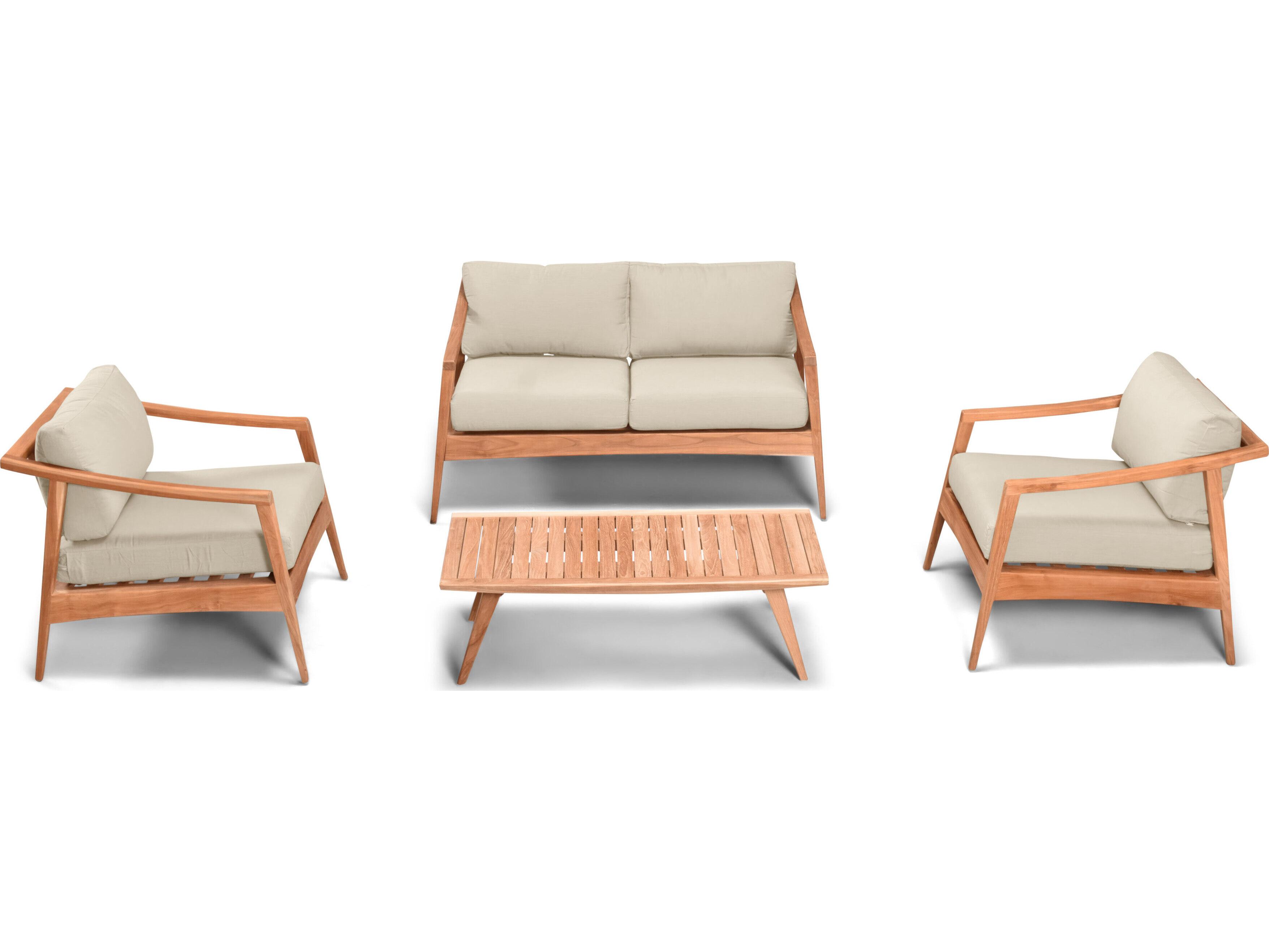 Harmonia Living Tango Teak 3 Piece Loveseat Outdoor Lounge Set