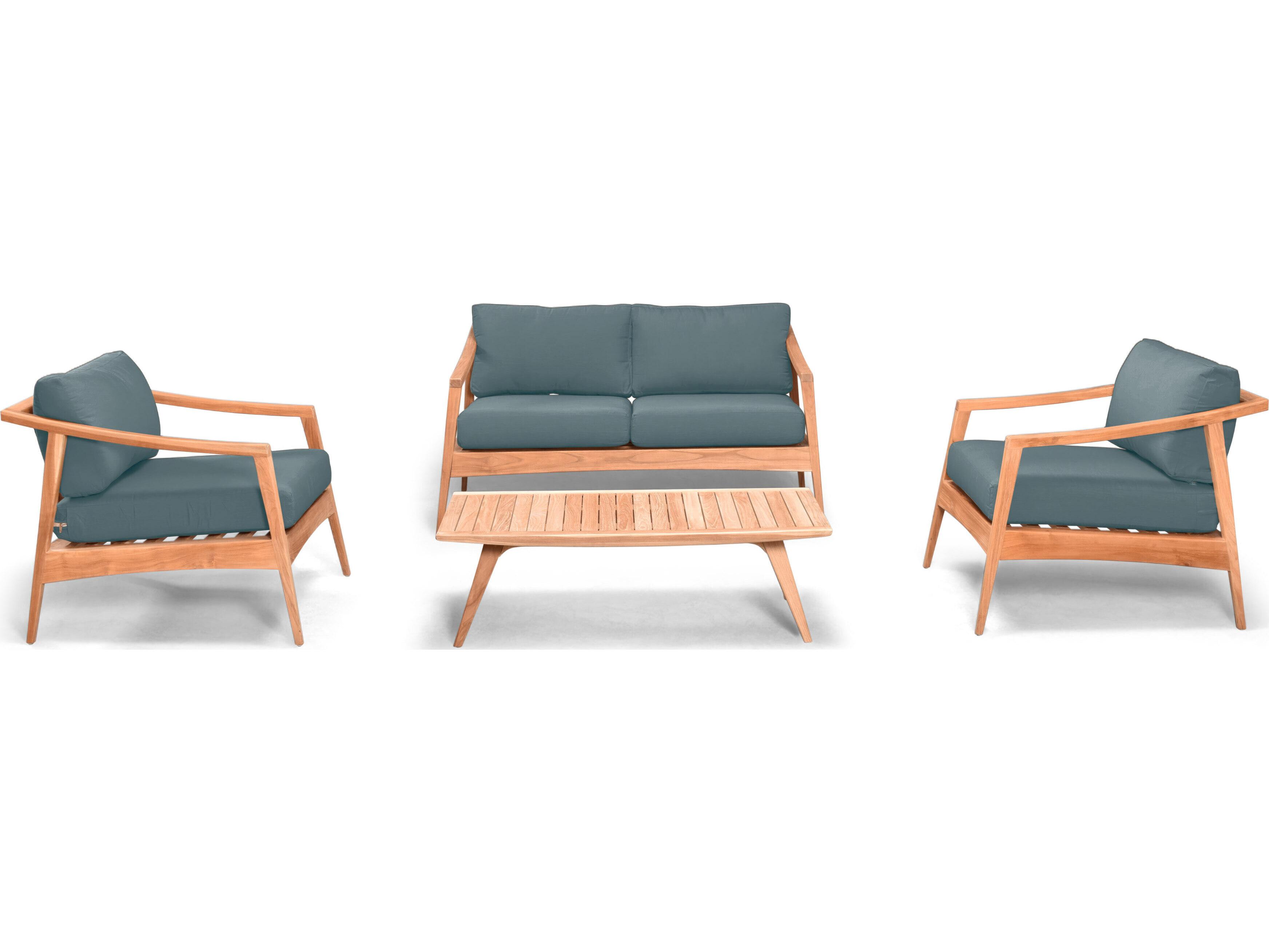 Harmonia Living Tango Teak 3 Piece Loveseat Outdoor Lounge Set