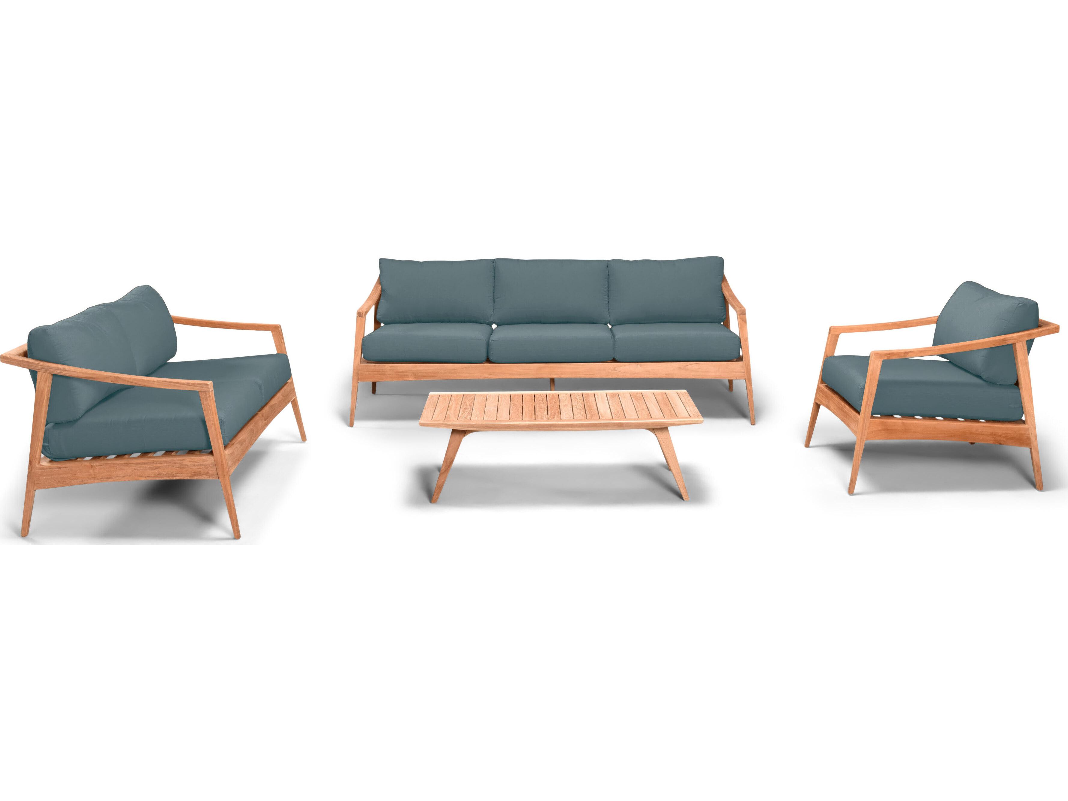 Harmonia Living Tango Teak 4 Piece Sofa Outdoor Patio Lounge Set