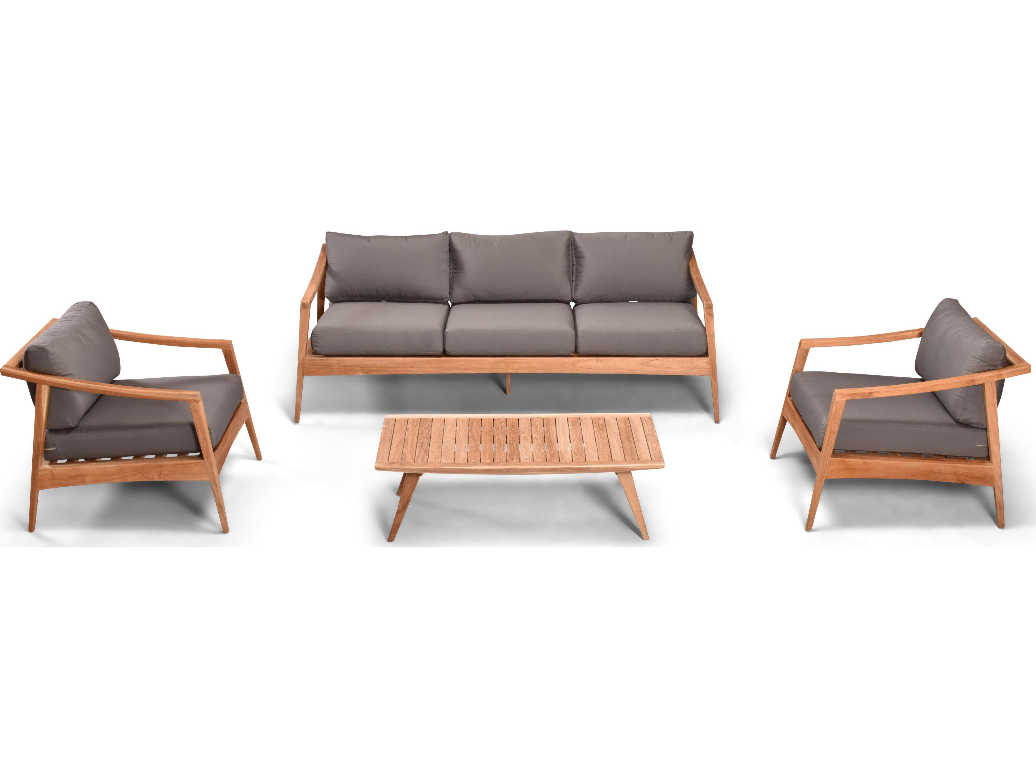 Harmonia Living Tango Teak 4 Piece Sofa Patio Lounge Set