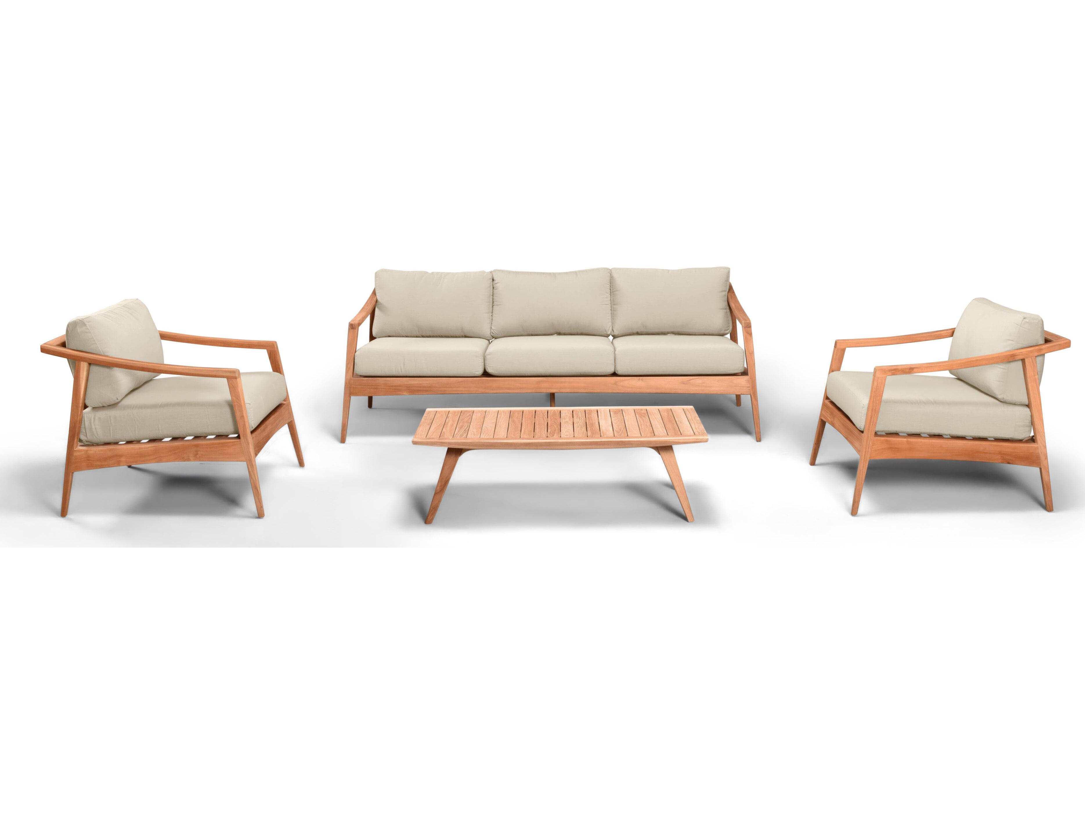 Harmonia Living Tango Teak 4 Piece Sofa Patio Lounge Set