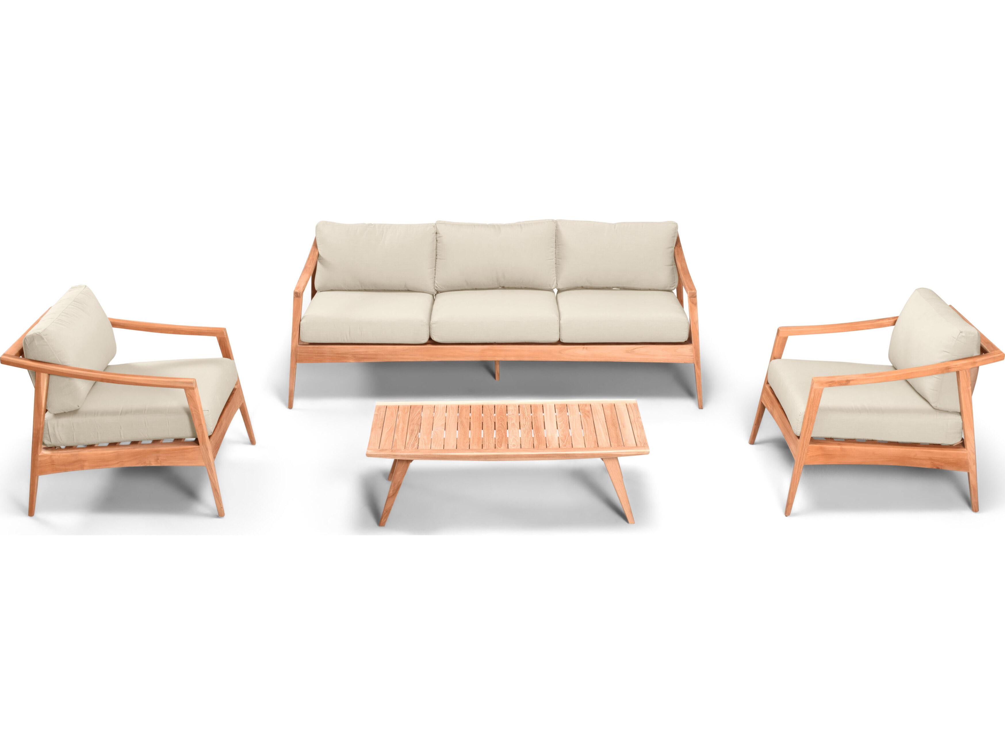 Harmonia Living Tango Teak 4 Piece Sofa Patio Lounge Set