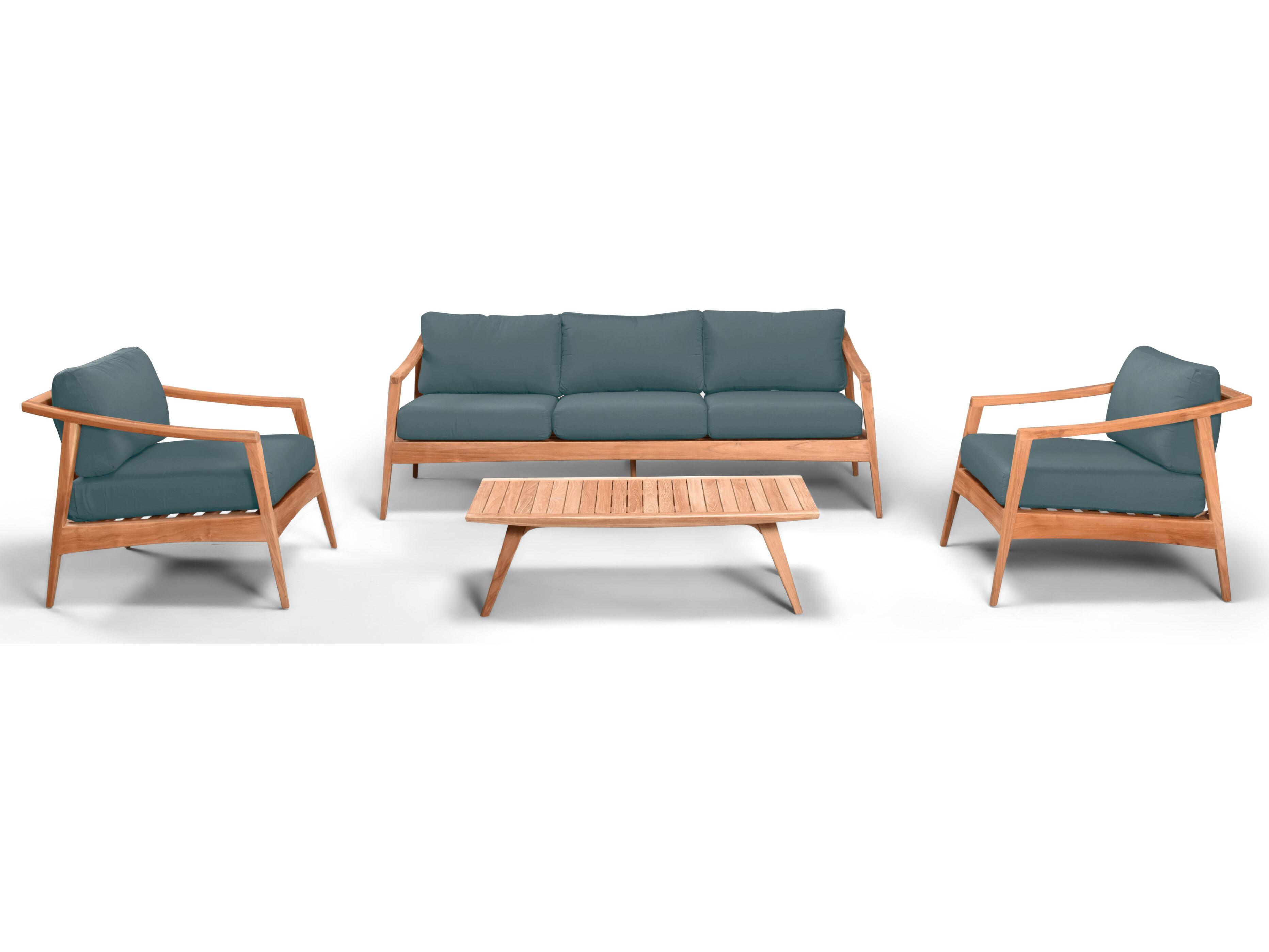 Harmonia Living Tango Teak 4 Piece Sofa Patio Lounge Set