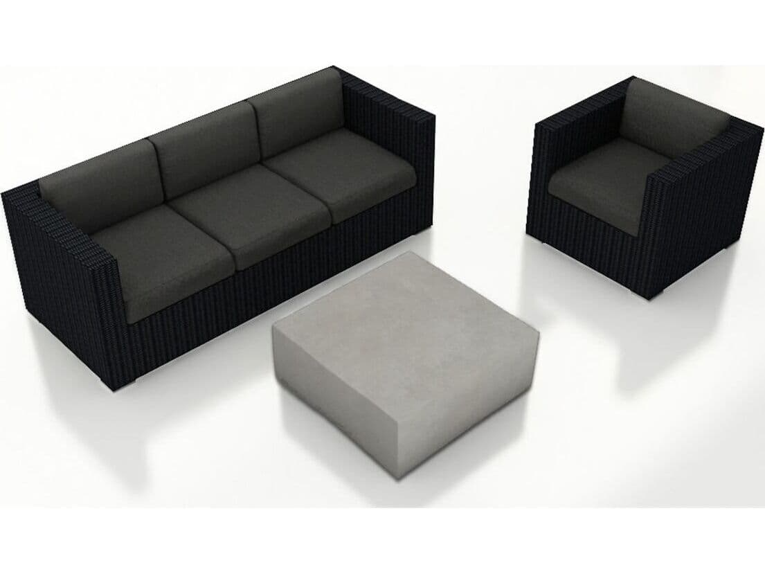 Harmonia Living Urbana HDPE Wicker Mason 3 Piece Sofa Lounge Chair