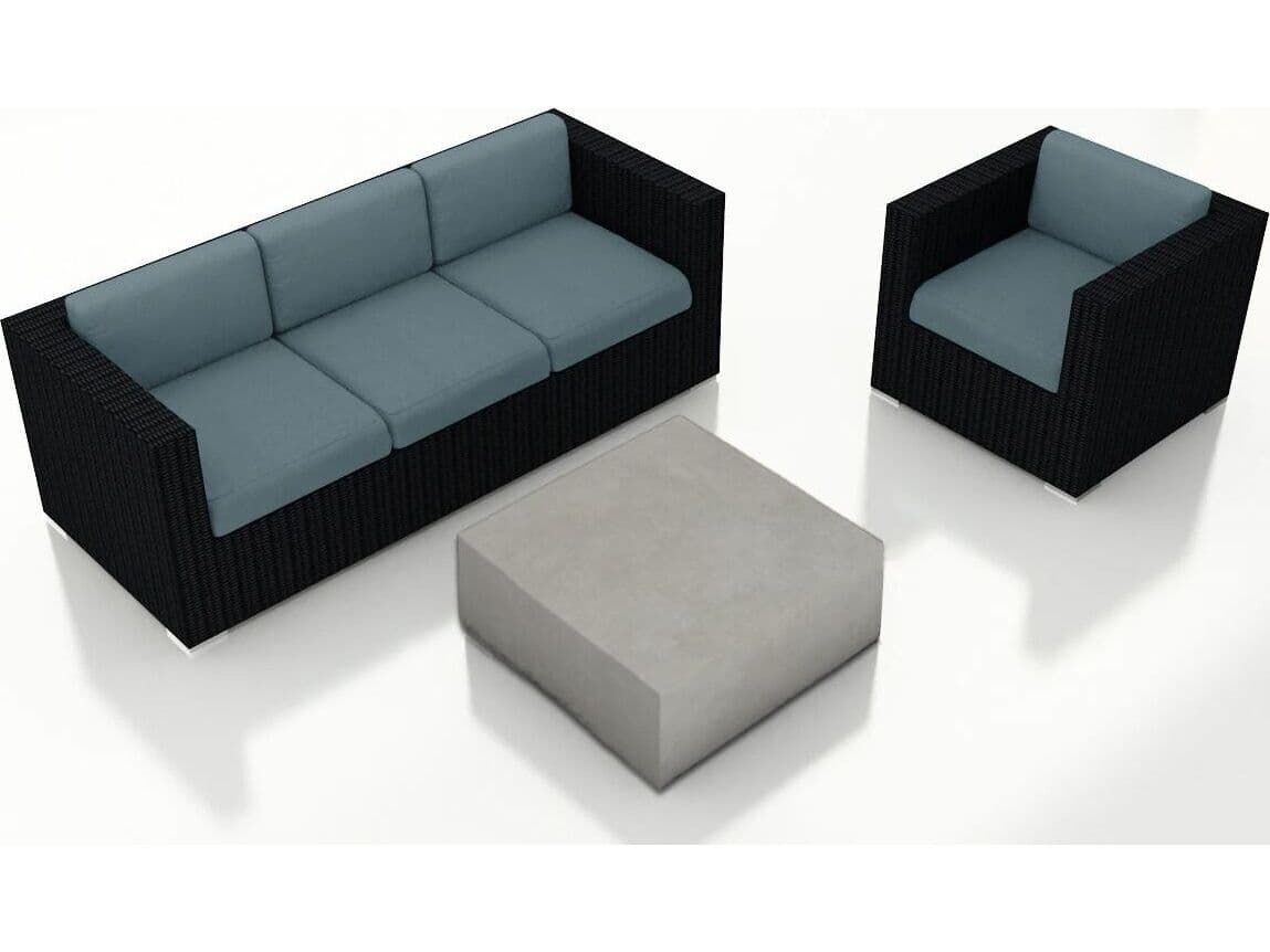 Harmonia Living Urbana HDPE Wicker Mason 3 Piece Sofa Lounge Chair