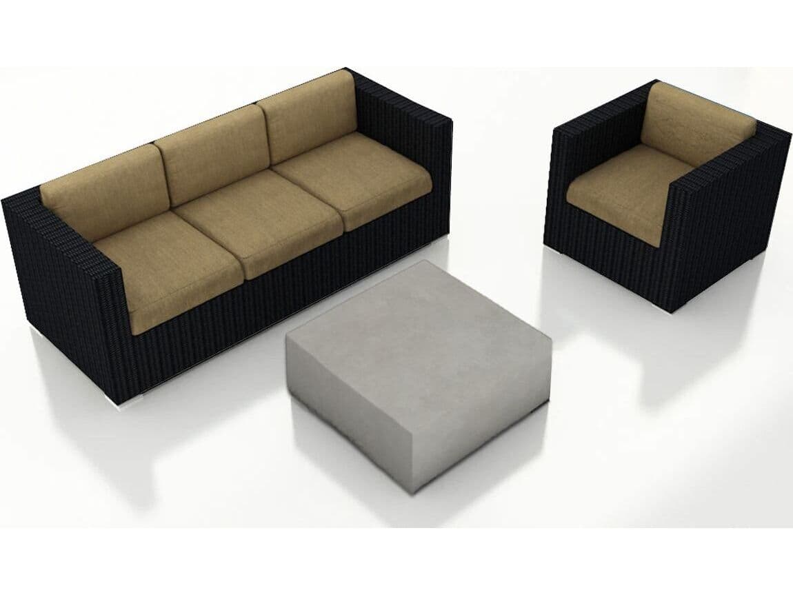 Harmonia Living Urbana HDPE Wicker Mason 3 Piece Sofa Lounge Chair