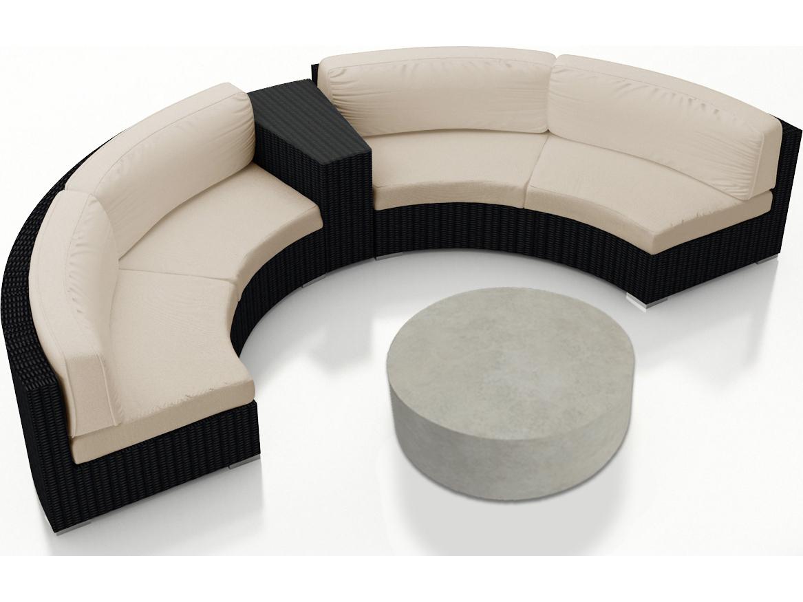 Harmonia Living Urbana HDPE Wicker 4 Piece Curve Sectional Outdoor Lounge Set