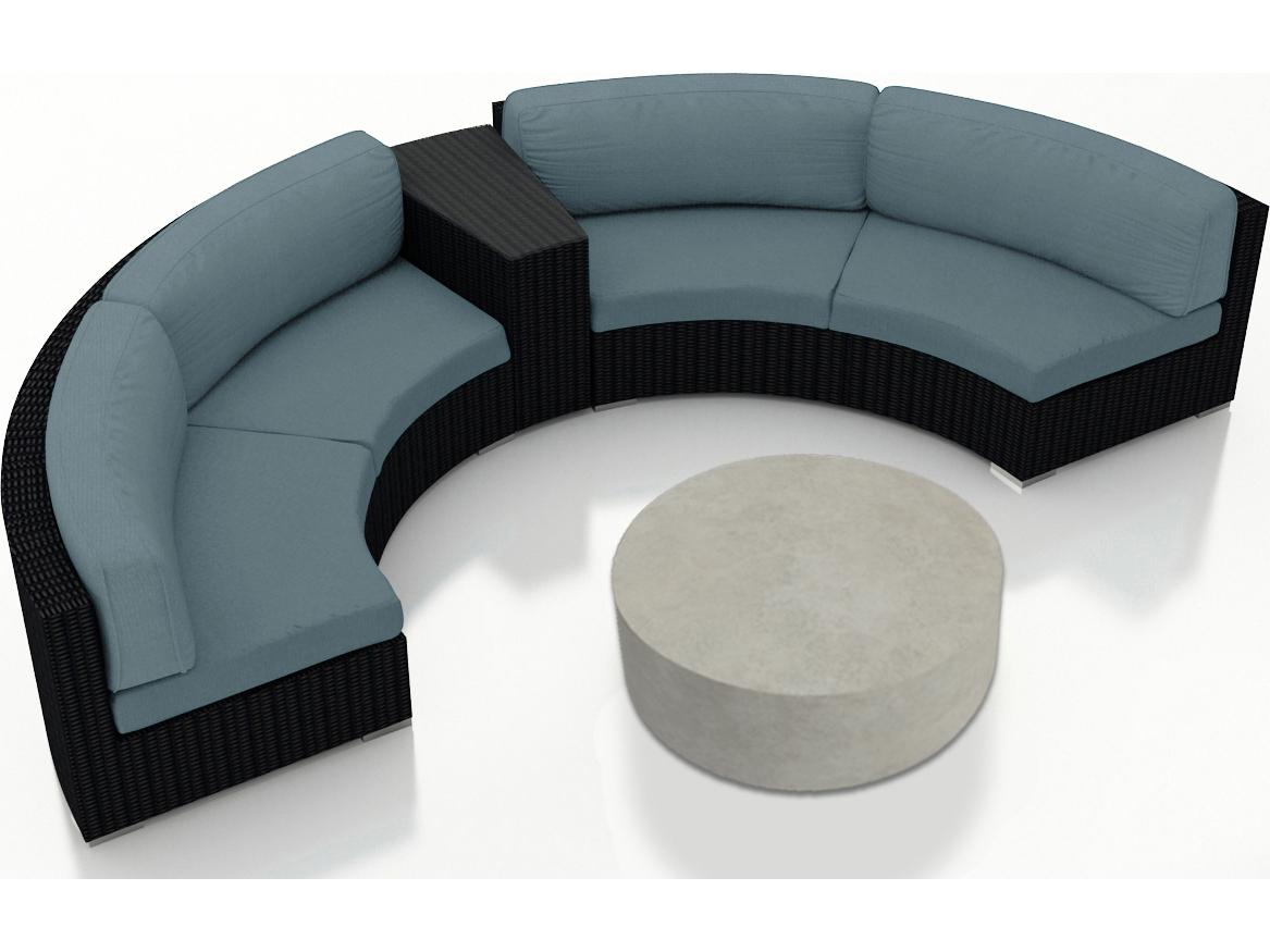 Harmonia Living Urbana HDPE Wicker 4 Piece Curve Sectional Outdoor Lounge Set