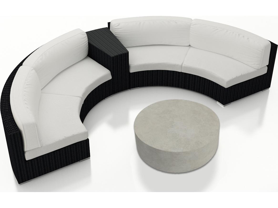 Harmonia Living Urbana HDPE Wicker 4 Piece Curve Sectional Outdoor Lounge Set