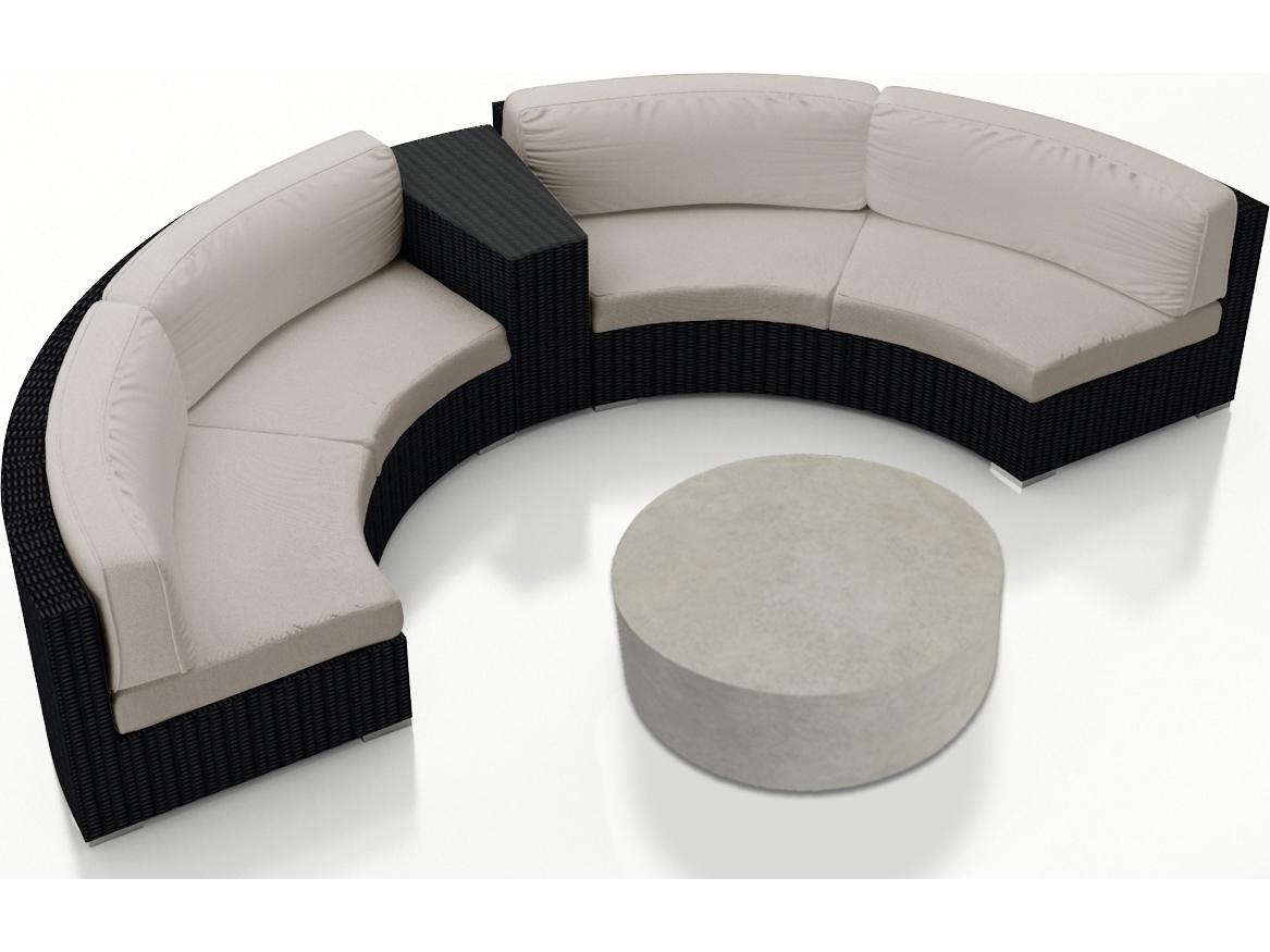 Harmonia Living Urbana HDPE Wicker 4 Piece Curve Sectional Outdoor Lounge Set