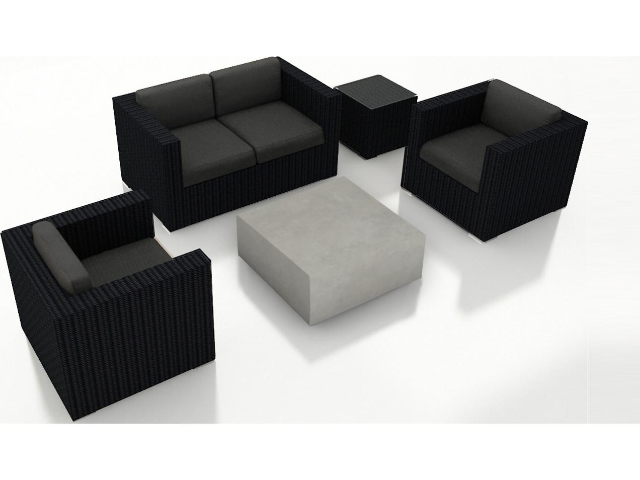 Harmonia Living Urbana HDPE Wicker Mason 4 Piece Sofa Outdoor Patio Lounge Set