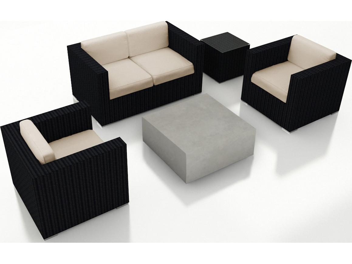 Harmonia Living Urbana HDPE Wicker Mason 4 Piece Sofa Outdoor Patio Lounge Set