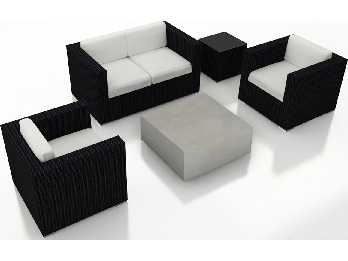 Harmonia Living Urbana HDPE Wicker Mason 4 Piece Sofa Outdoor Patio Lounge Set