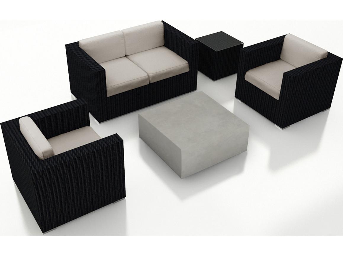 Harmonia Living Urbana HDPE Wicker Mason 4 Piece Sofa Outdoor Patio Lounge Set