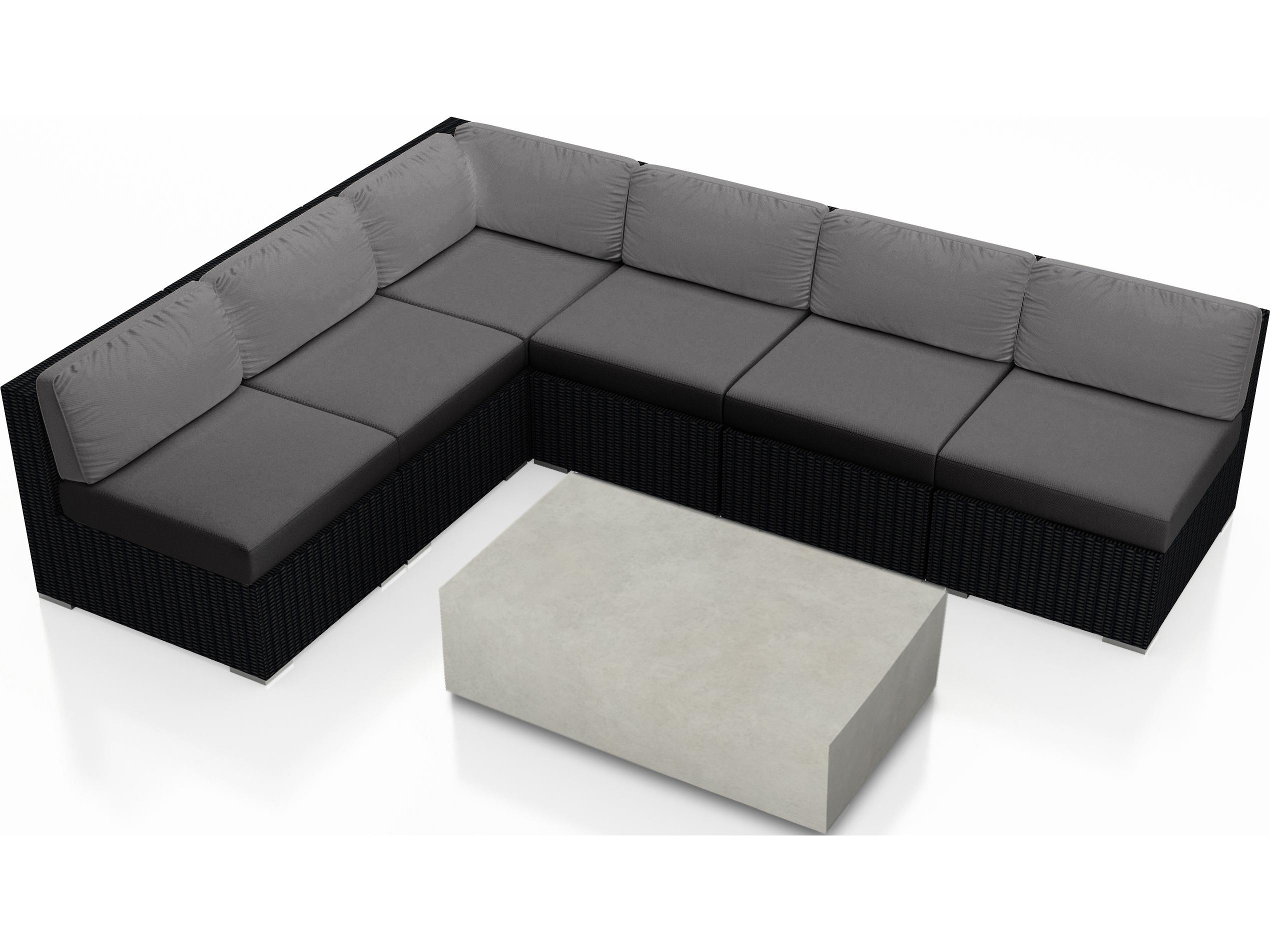 Harmonia Living Urbana HDPE Wicker Mason 7 Piece Sectional Outdoor Lounge Set