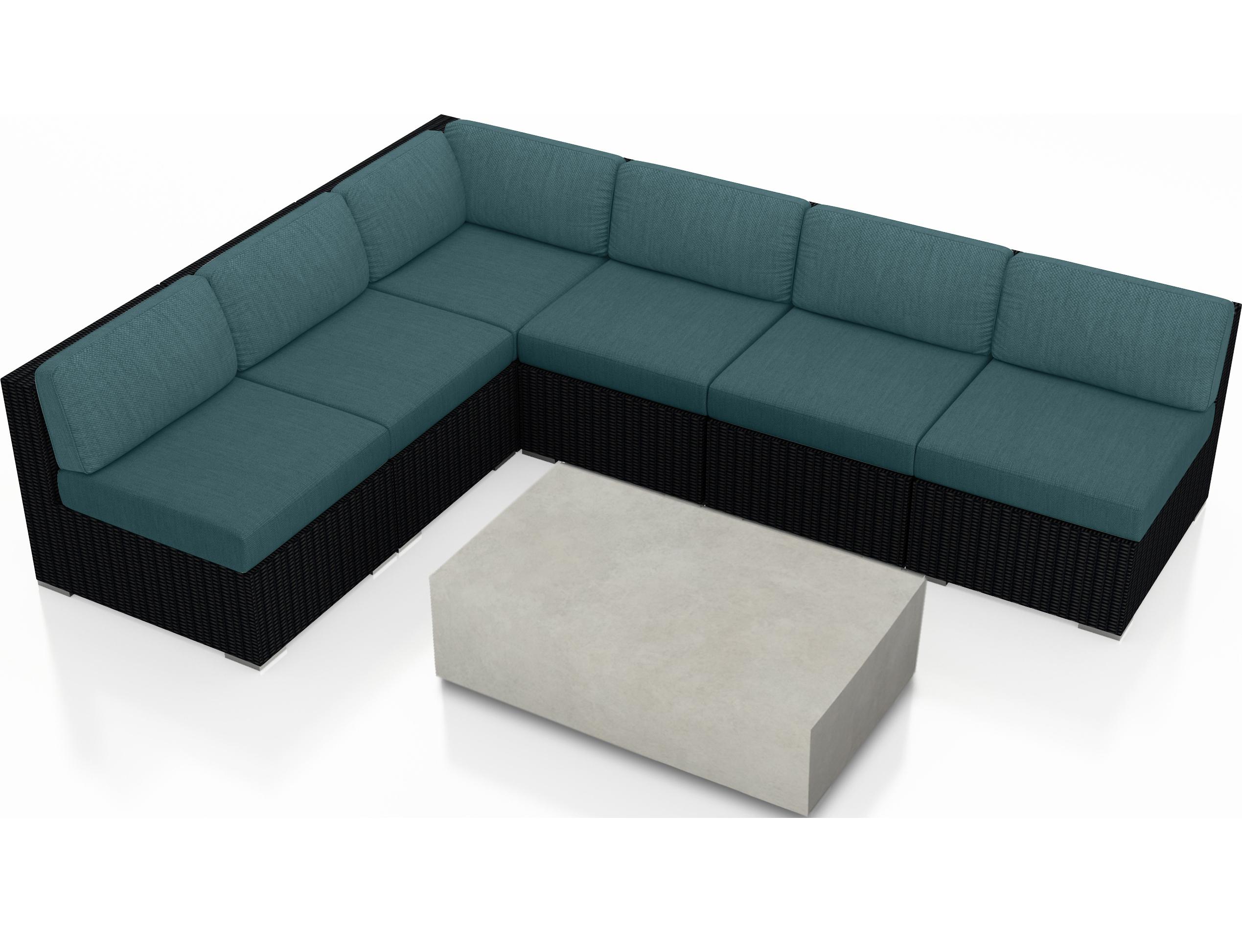 Harmonia Living Urbana HDPE Wicker Mason 7 Piece Sectional Outdoor Lounge Set