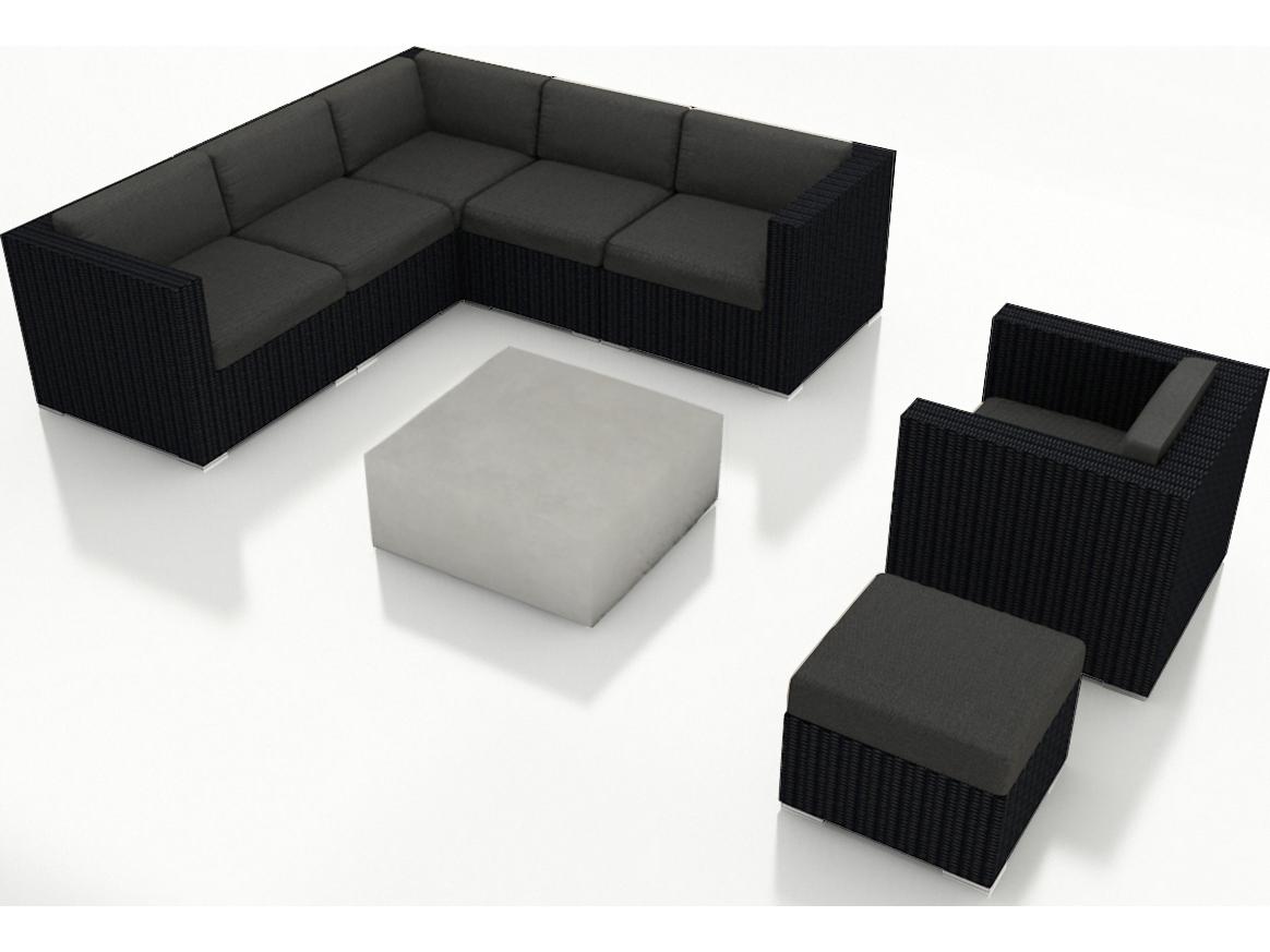 Harmonia Living Urbana HDPE Wicker Mason 8 Piece Sectional Outdoor Patio Lounge Set