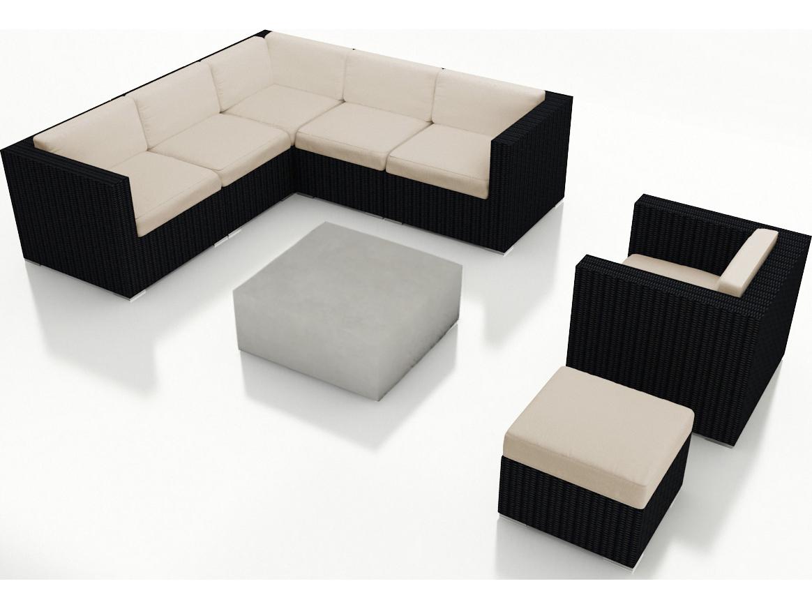 Harmonia Living Urbana HDPE Wicker Mason 8 Piece Sectional Outdoor Patio Lounge Set