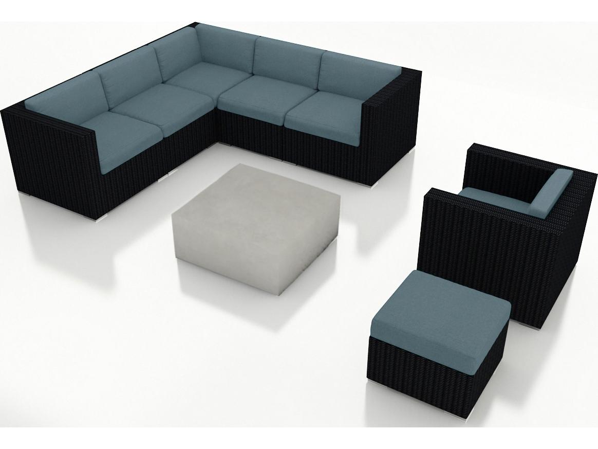 Harmonia Living Urbana HDPE Wicker Mason 8 Piece Sectional Outdoor Patio Lounge Set