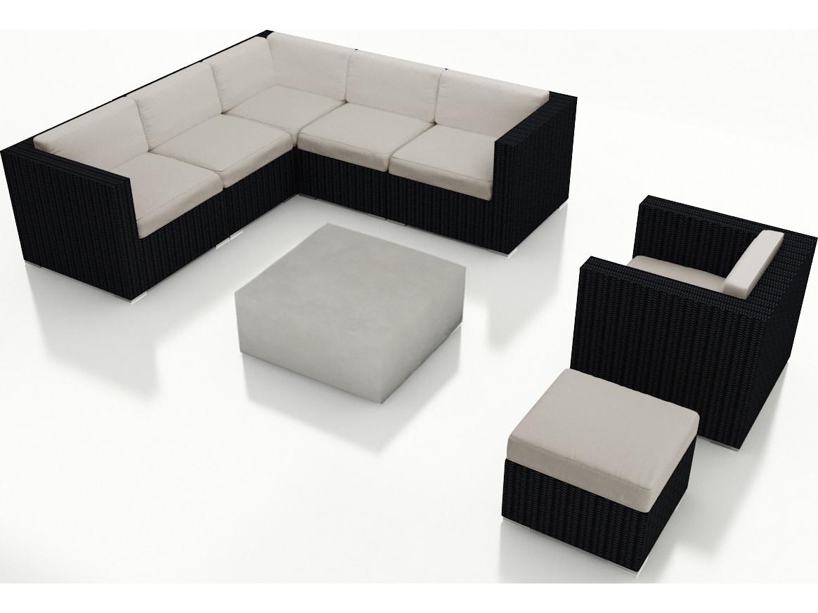 Harmonia Living Urbana HDPE Wicker Mason 8 Piece Sectional Outdoor Patio Lounge Set