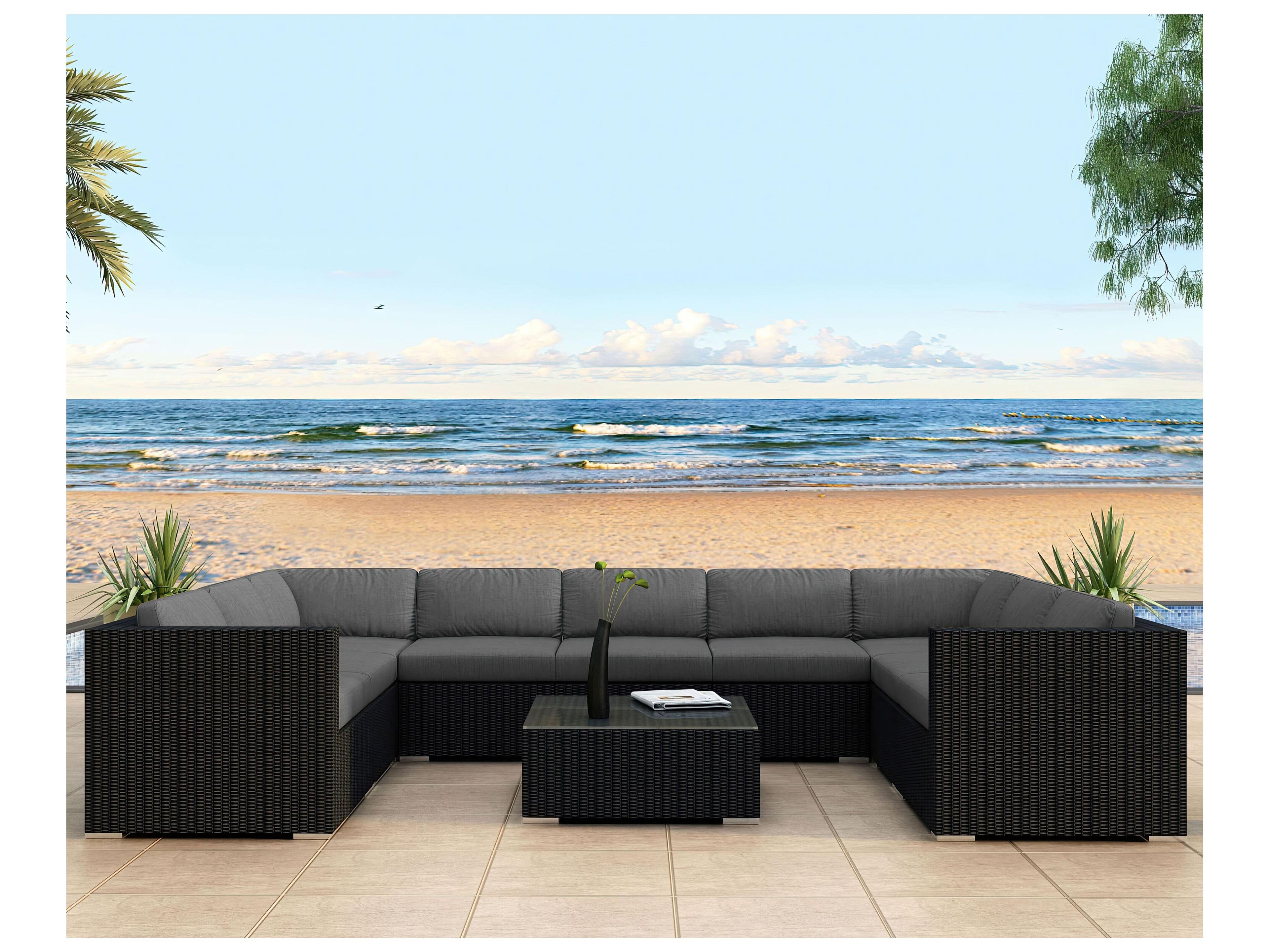 Harmonia Living Urbana HDPE Wicker 10 Piece Surround Sectional Outdoor Lounge Set