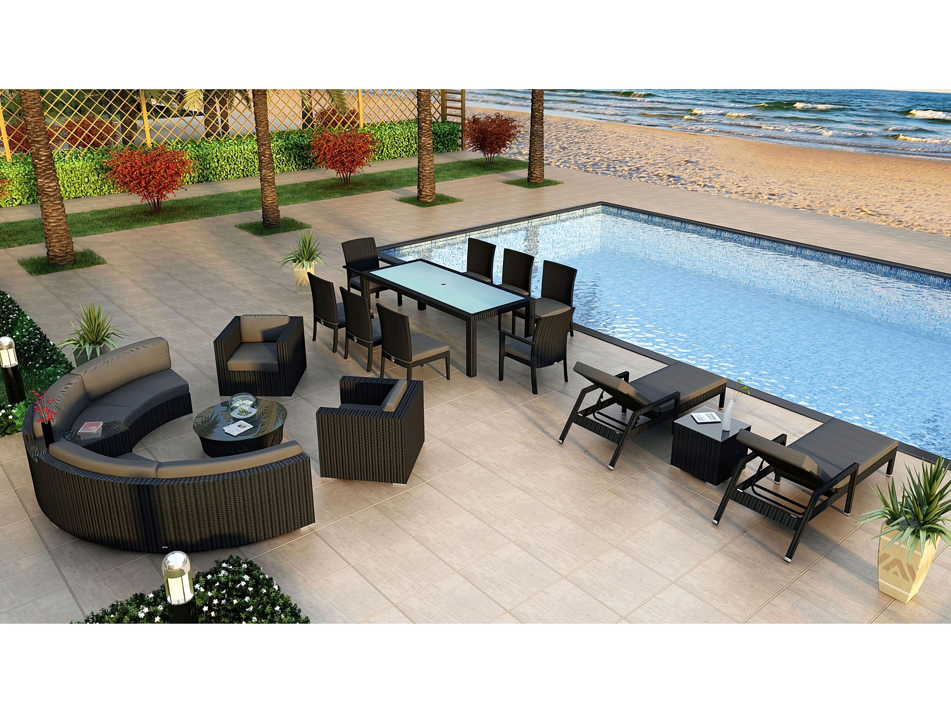 Harmonia Living Urbana HDPE Wicker 18 Piece Eclipse Outdoor Patio Lounge Set
