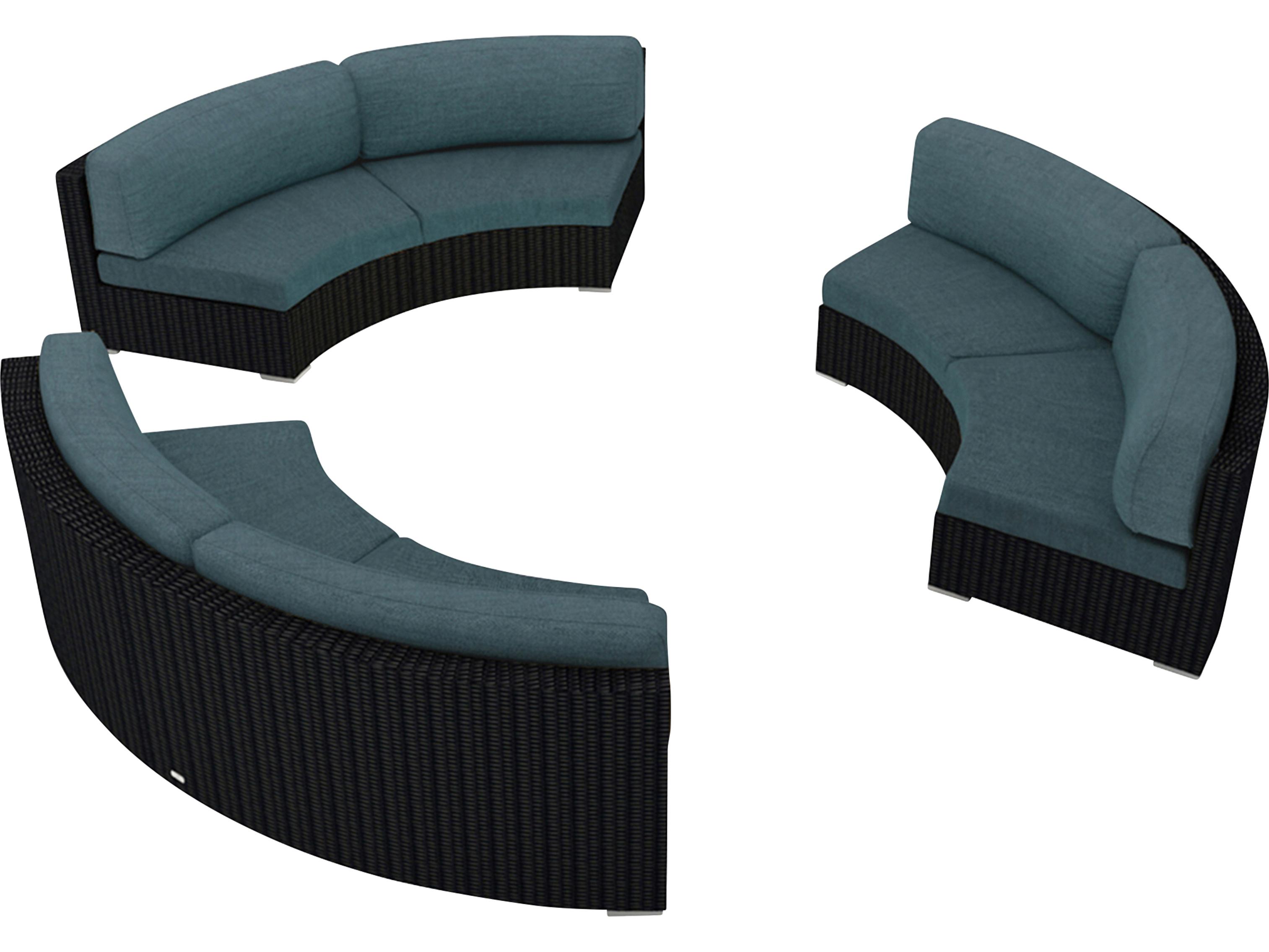 Harmonia Living Urbana HDPE Wicker 3 Piece Curve Sectional Lounge Chair