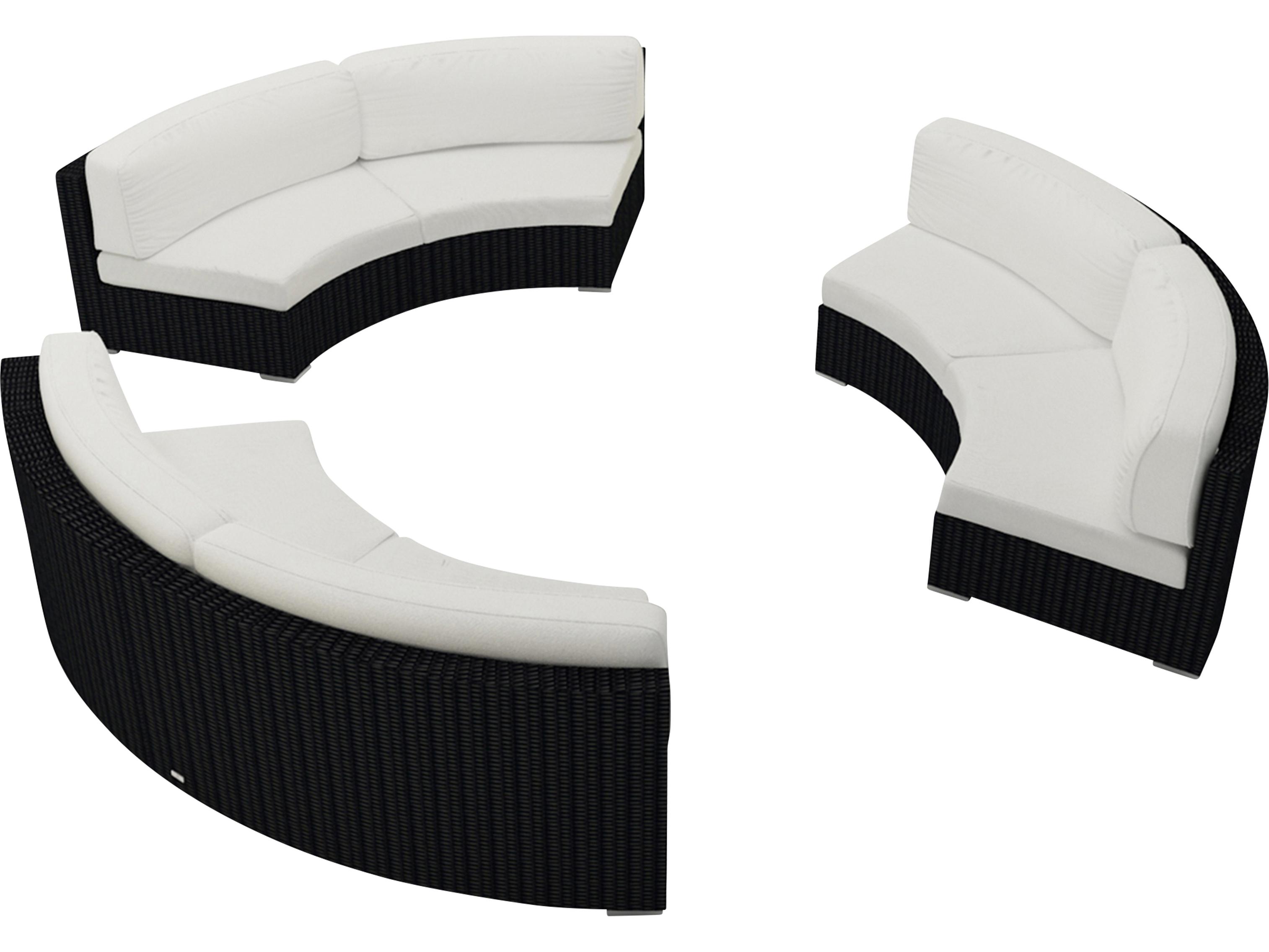 Harmonia Living Urbana HDPE Wicker 3 Piece Curve Sectional Lounge Chair