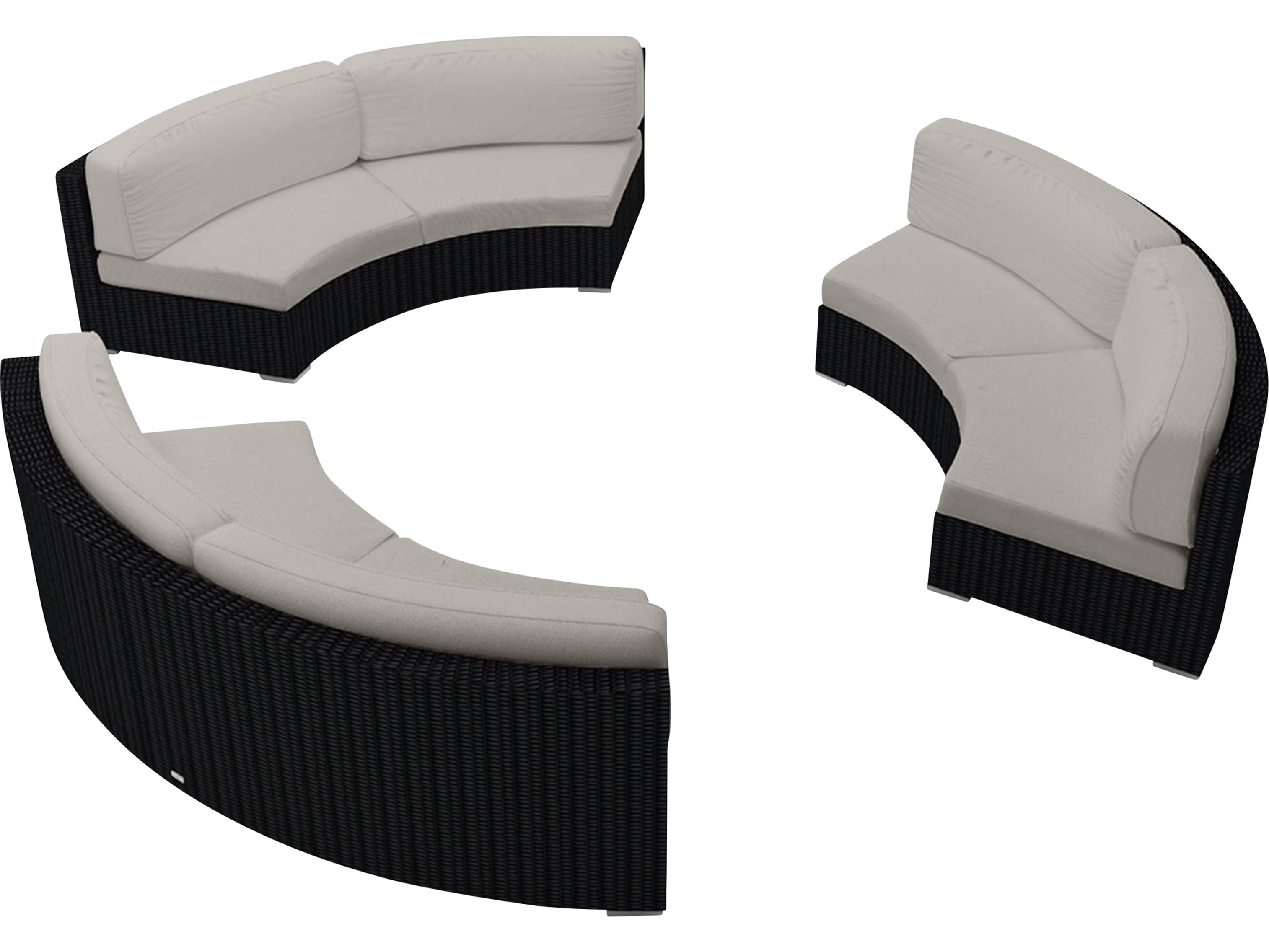 Harmonia Living Urbana HDPE Wicker 3 Piece Curve Sectional Lounge Chair