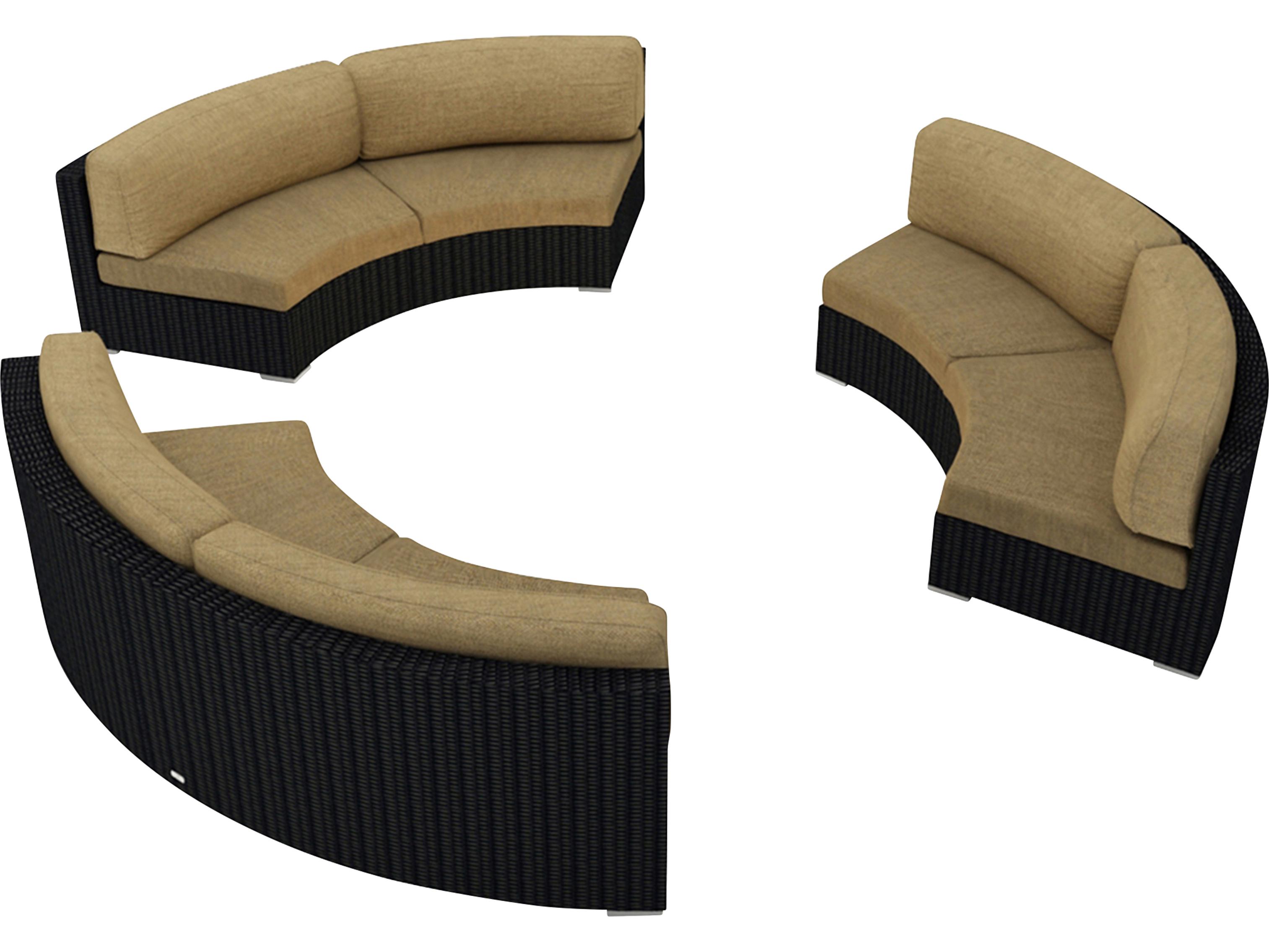 Harmonia Living Urbana HDPE Wicker 3 Piece Curve Sectional Lounge Chair