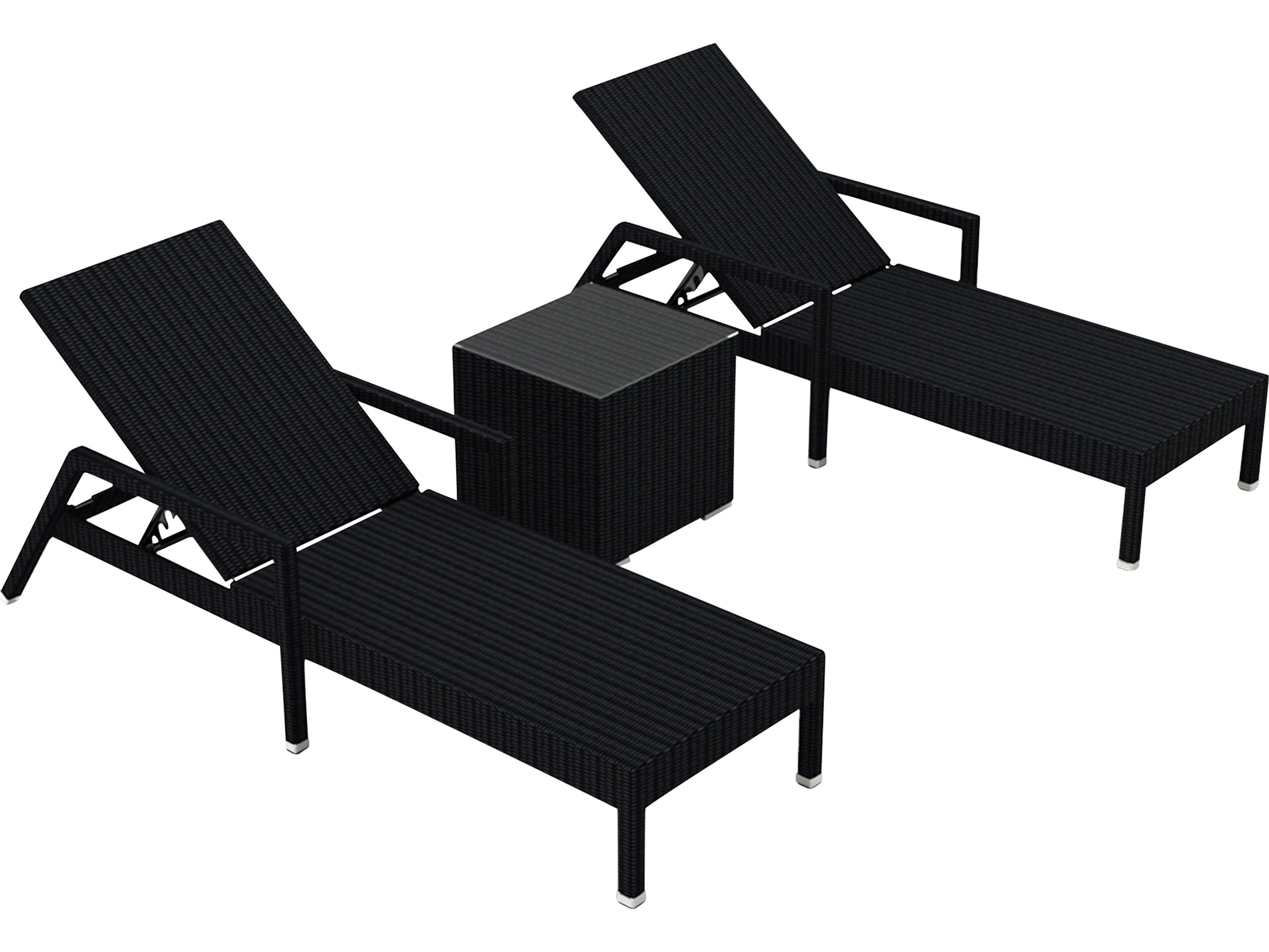 Harmonia Living Urbana HDPE Wicker 3 Piece Reclining Chaise Lounge Chair