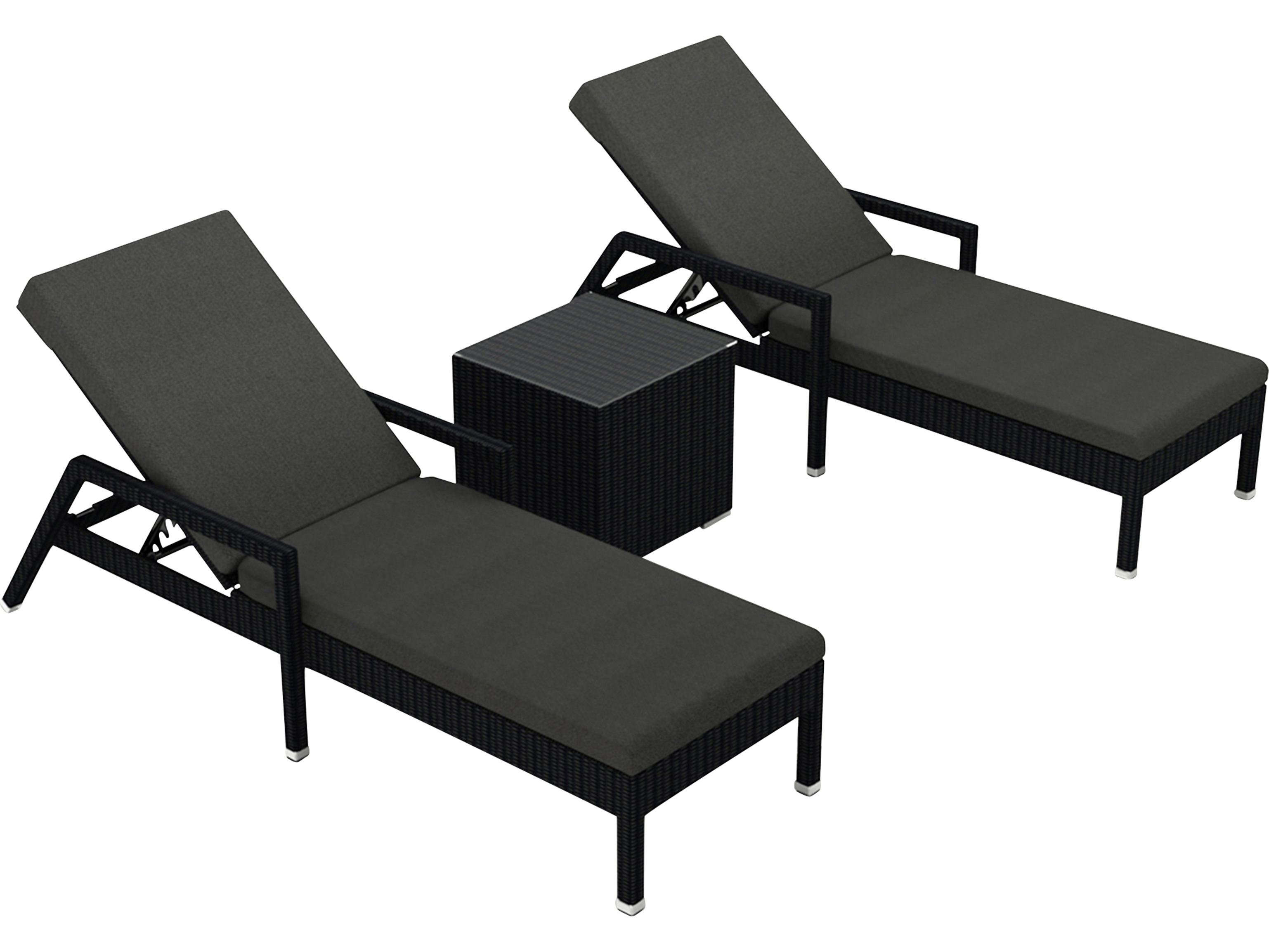 Harmonia Living Urbana HDPE Wicker 3 Piece Reclining Chaise Lounge Chair