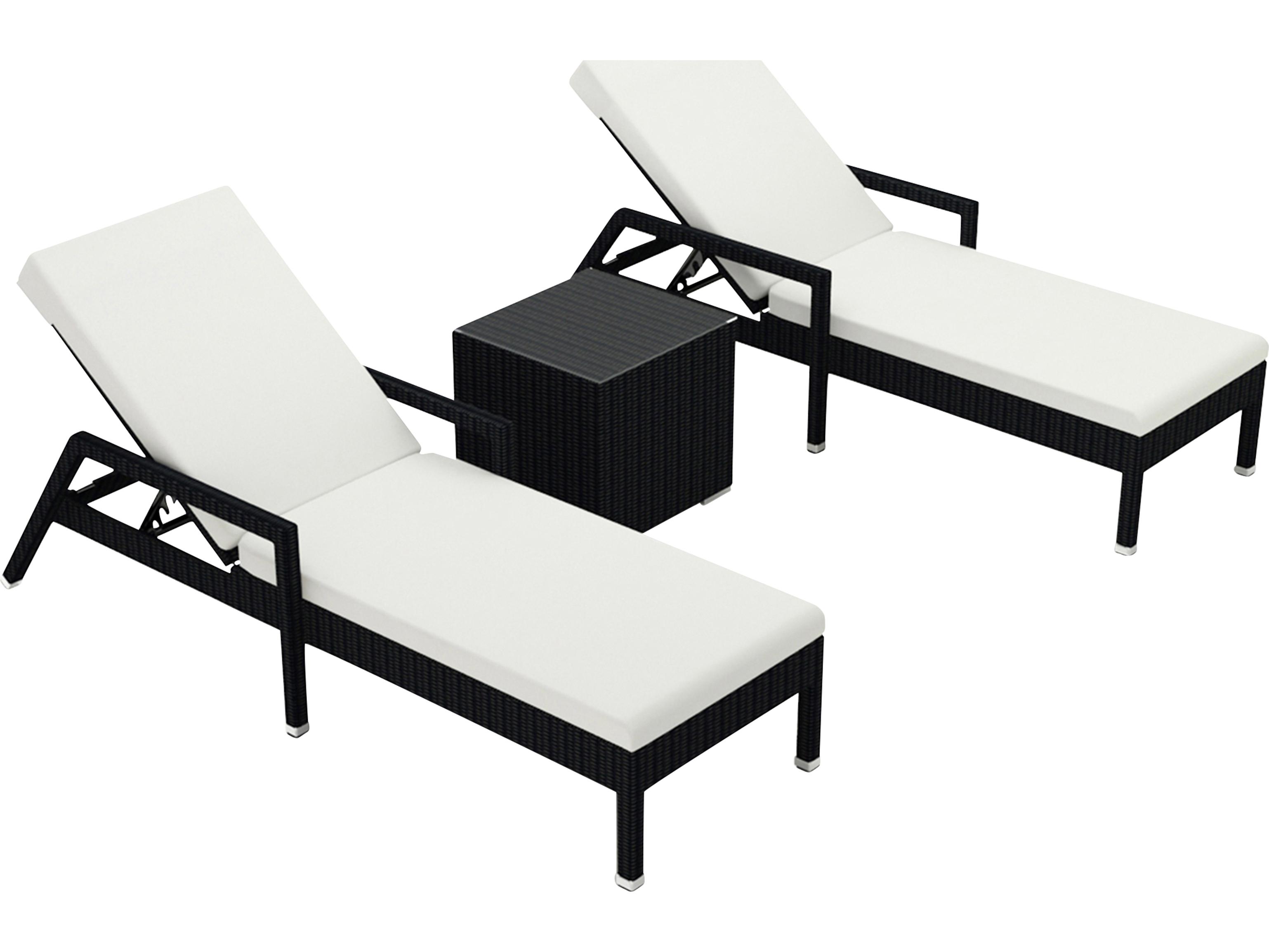 Harmonia Living Urbana HDPE Wicker 3 Piece Reclining Chaise Lounge Chair