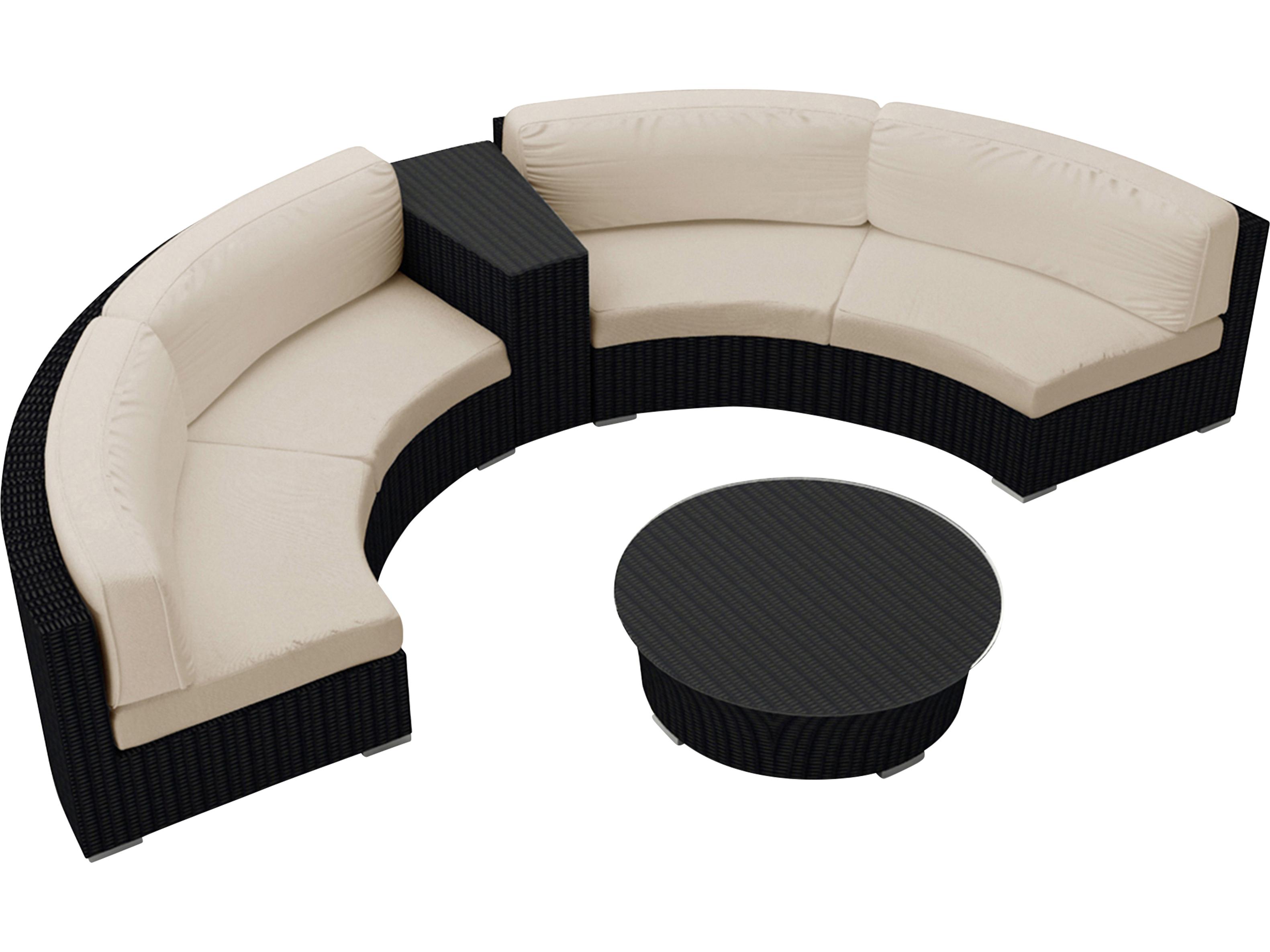 Harmonia Living Urbana HDPE Wicker 4 Piece Curve Sectional Outdoor Lounge Set