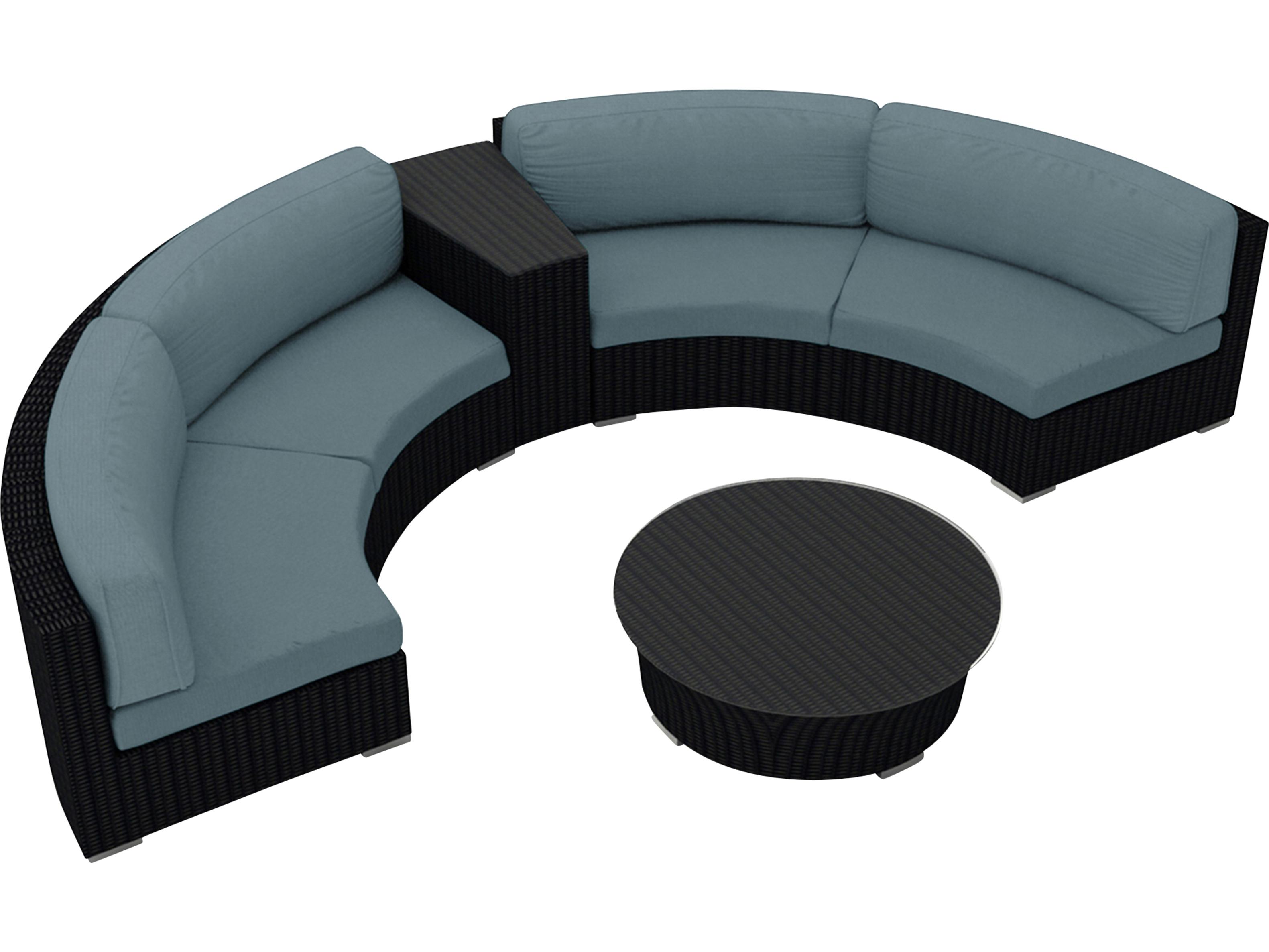 Harmonia Living Urbana HDPE Wicker 4 Piece Curve Sectional Outdoor Lounge Set