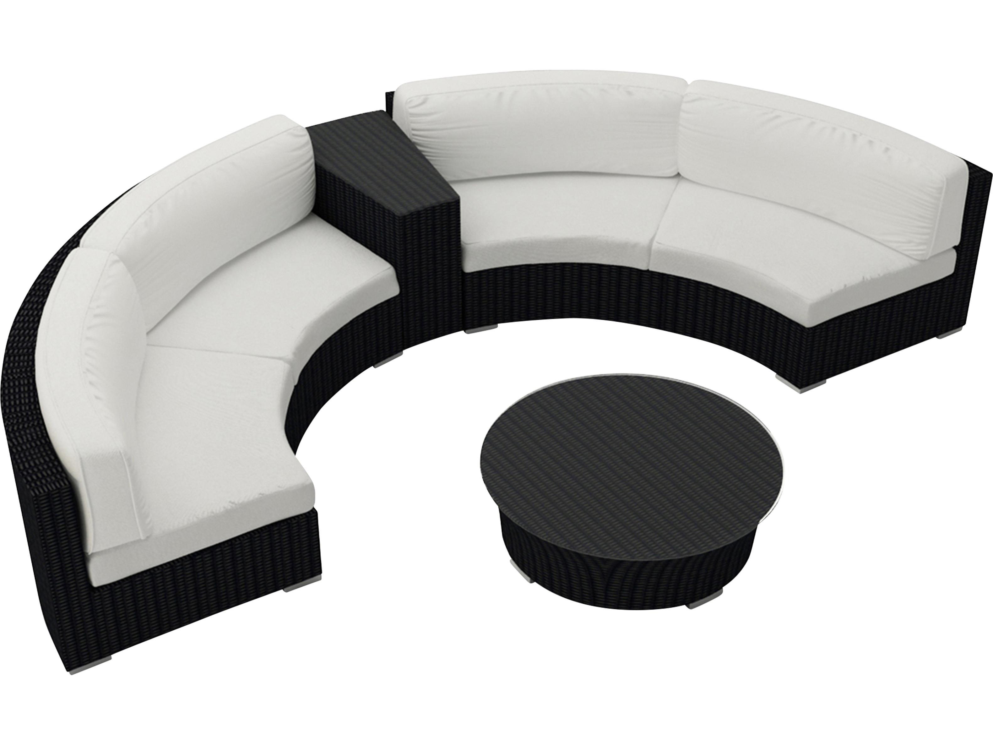 Harmonia Living Urbana HDPE Wicker 4 Piece Curve Sectional Outdoor Lounge Set