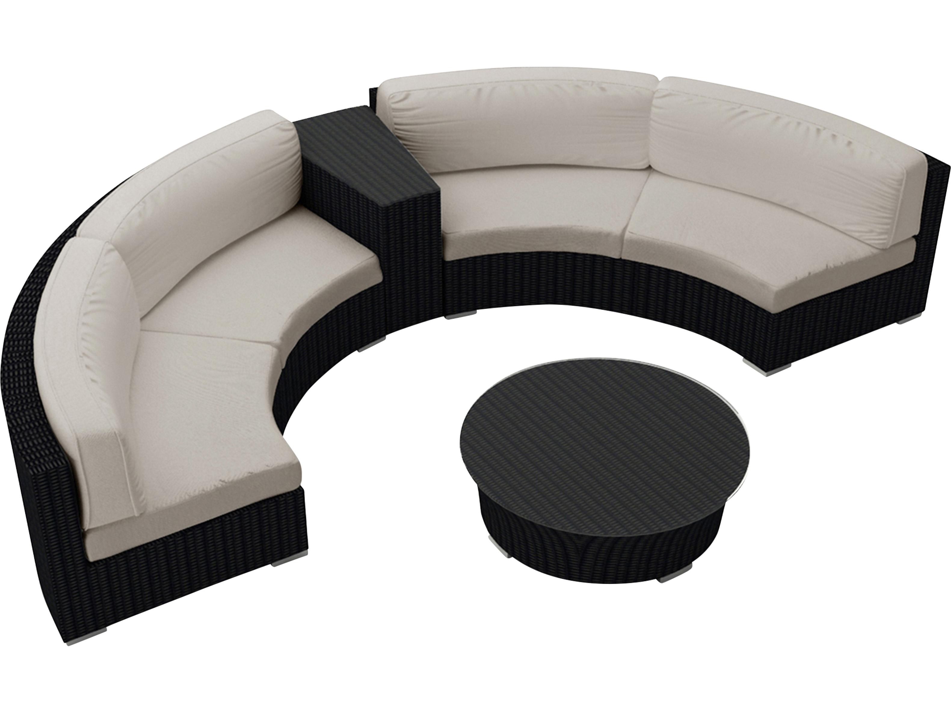Harmonia Living Urbana HDPE Wicker 4 Piece Curve Sectional Outdoor Lounge Set
