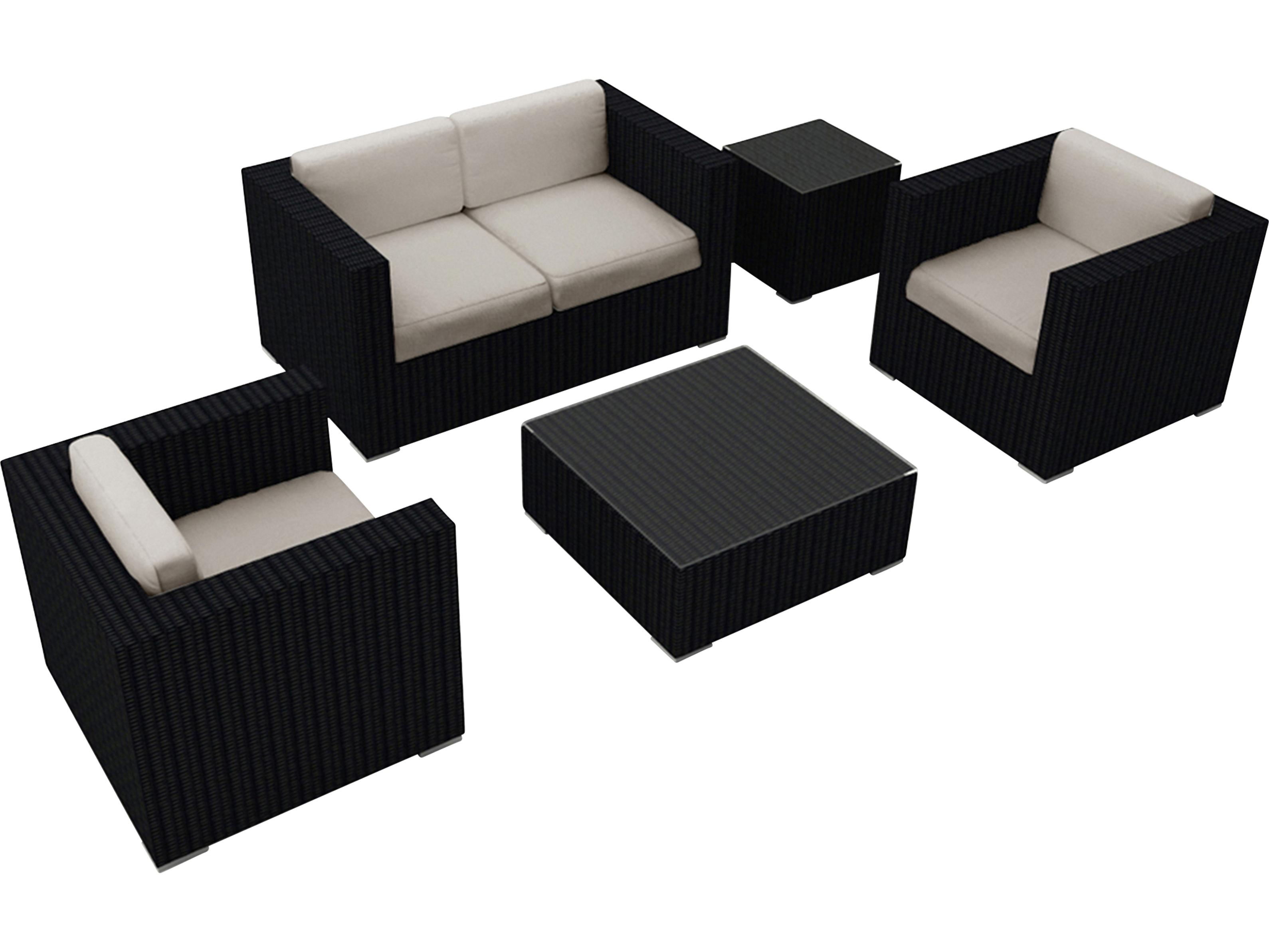 Harmonia Living Urbana HDPE Wicker 4 Piece Sofa Outdoor Patio Lounge Set