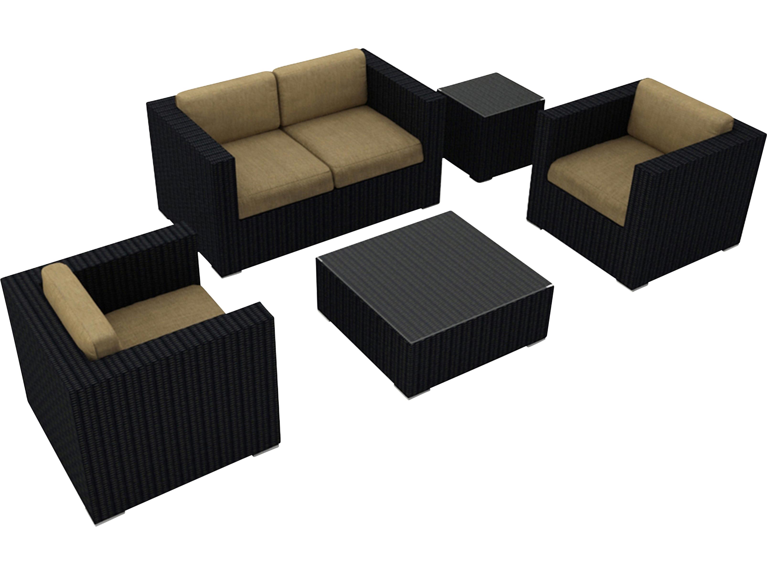 Harmonia Living Urbana HDPE Wicker 4 Piece Sofa Outdoor Patio Lounge Set