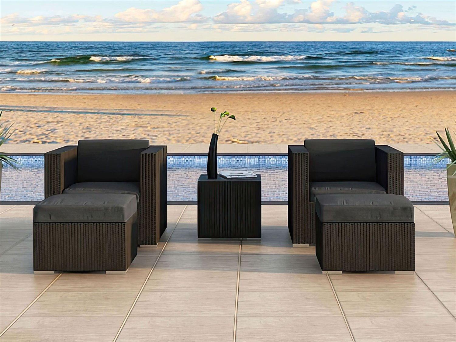 Harmonia Living Urbana HDPE Wicker 5 Piece Patio Lounge Set