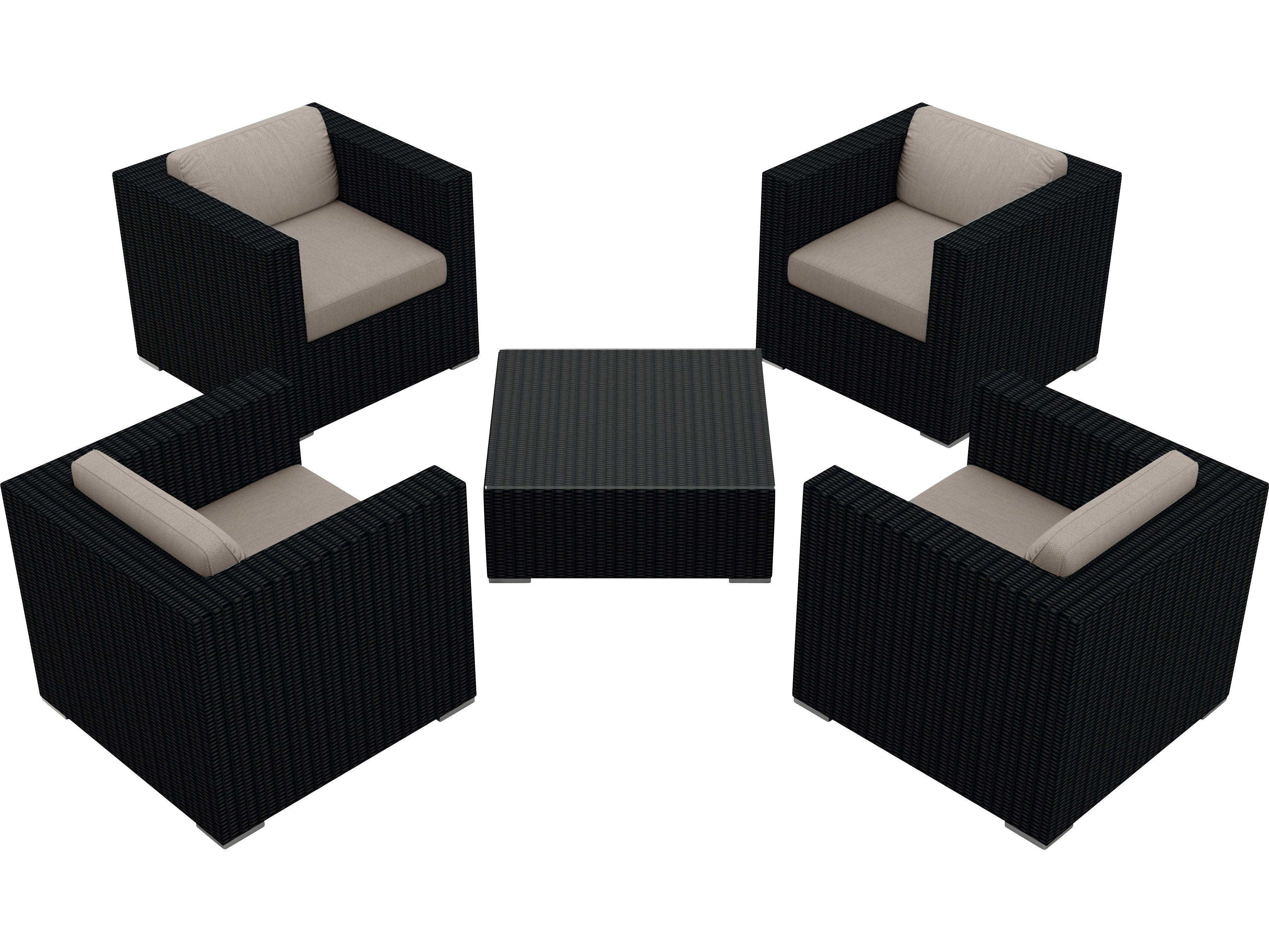 Harmonia Living Urbana HDPE Wicker 5 Piece Outdoor Lounge Set