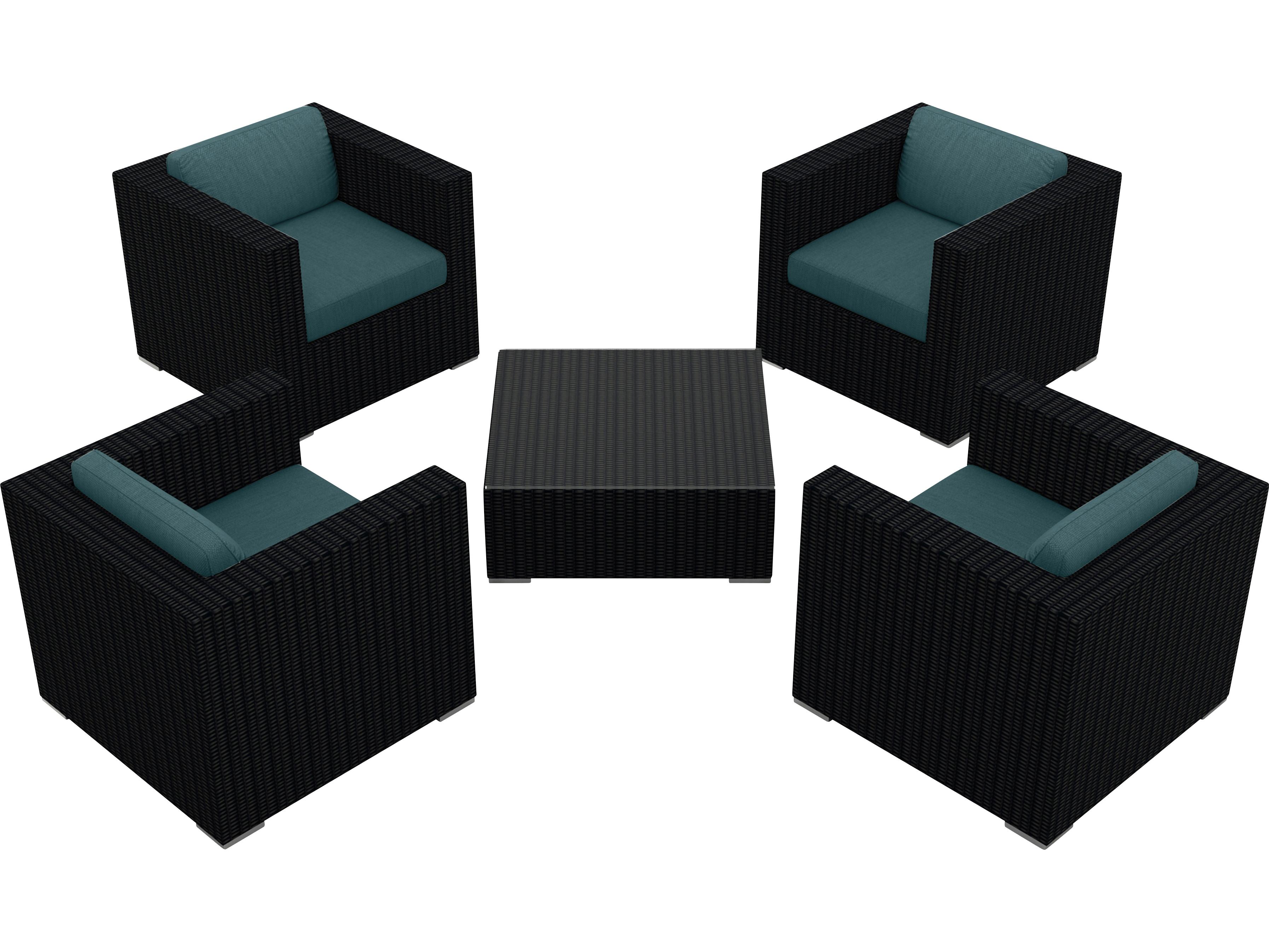 Harmonia Living Urbana HDPE Wicker 5 Piece Outdoor Lounge Set