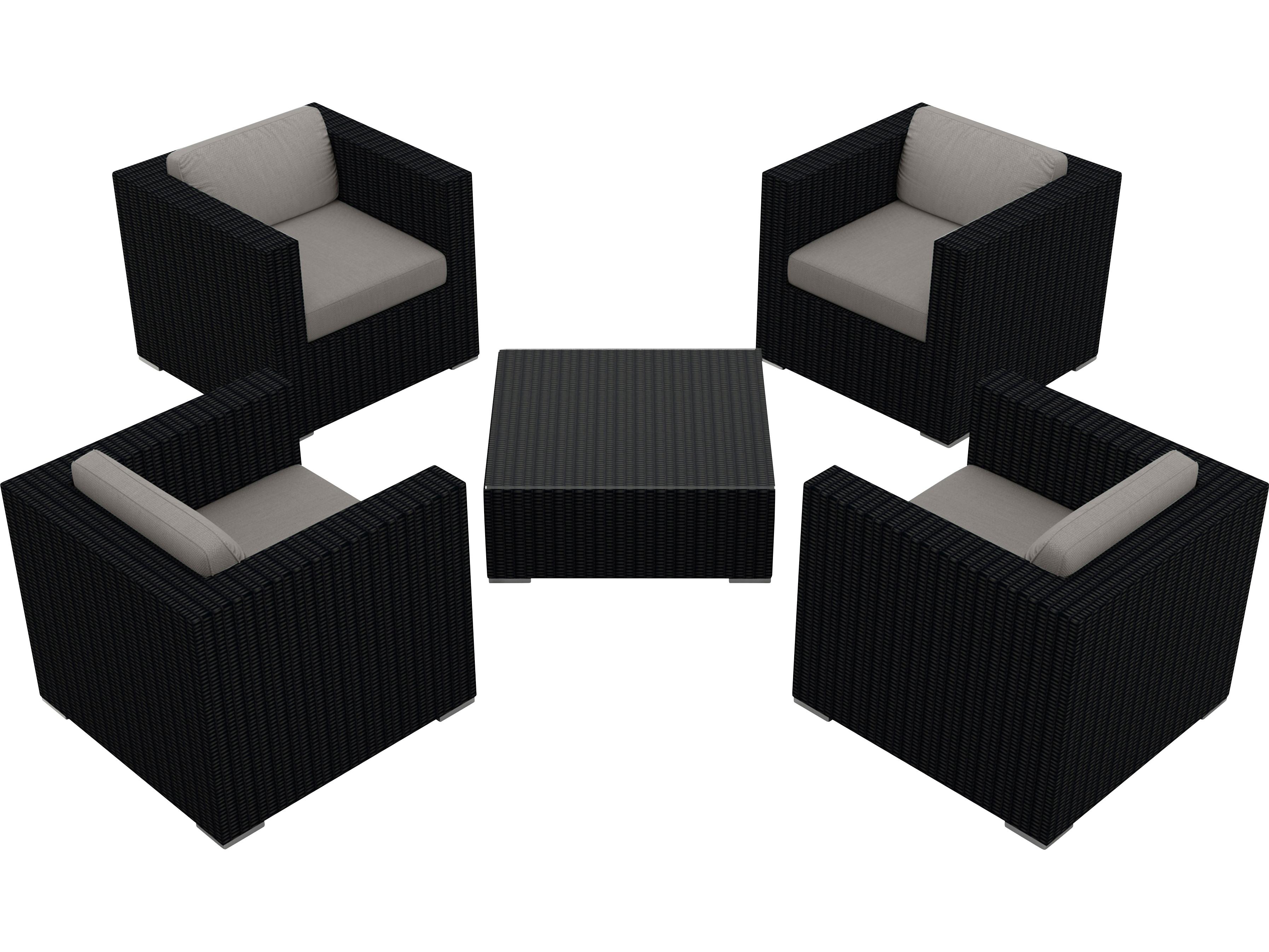Harmonia Living Urbana HDPE Wicker 5 Piece Outdoor Lounge Set